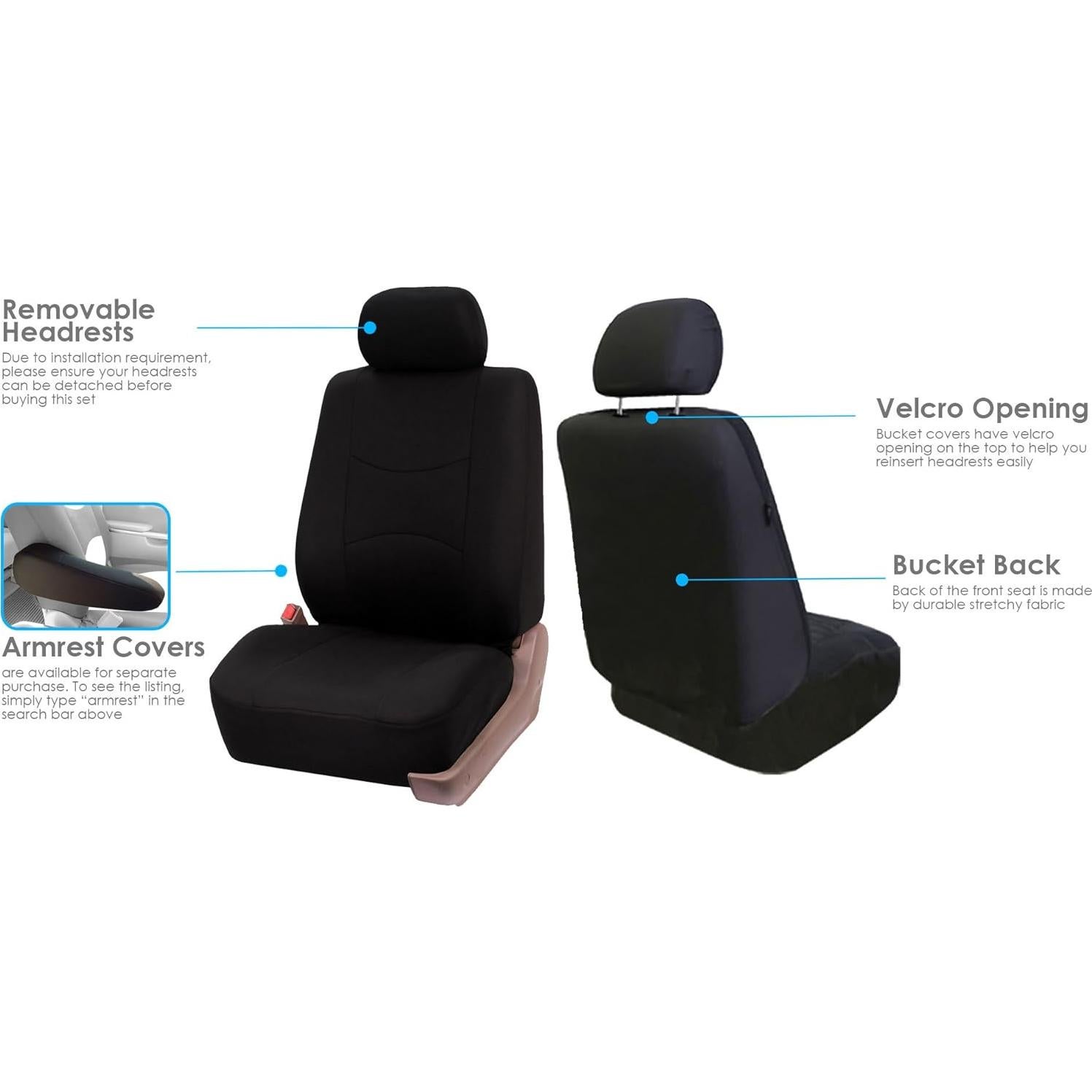 Juego Completo de Fundas de Asiento FH Group Negro Universal