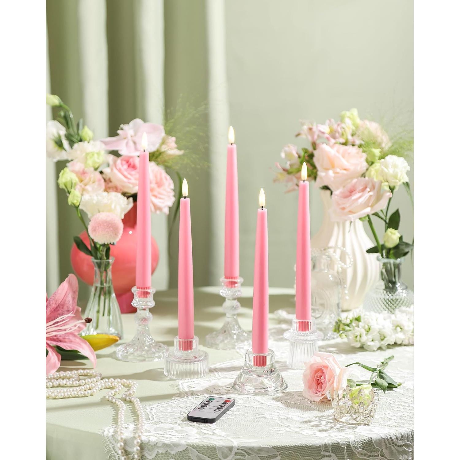 Velas LED Taper Rosa Stmarry con Control Remoto y Temporizador
