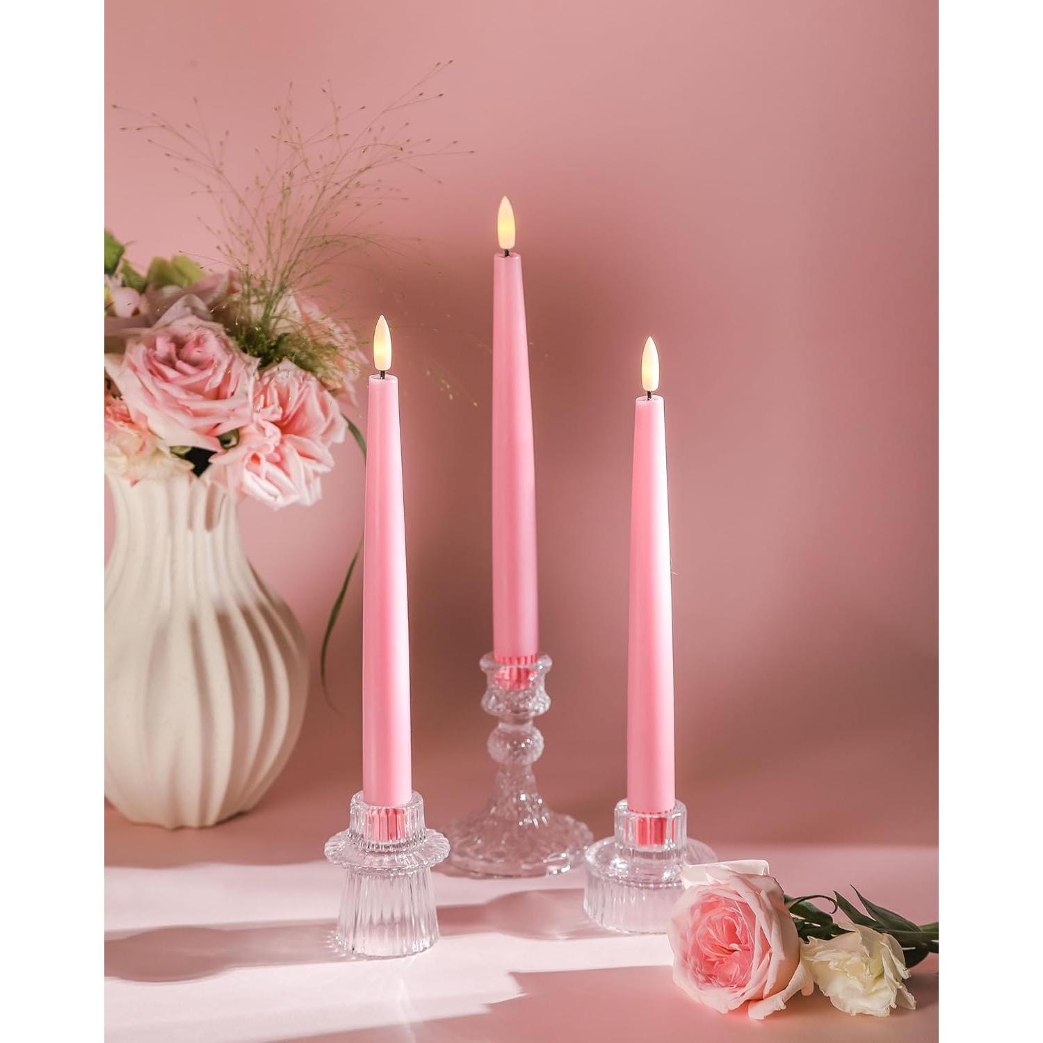 Velas LED Taper Rosa Stmarry con Control Remoto y Temporizador