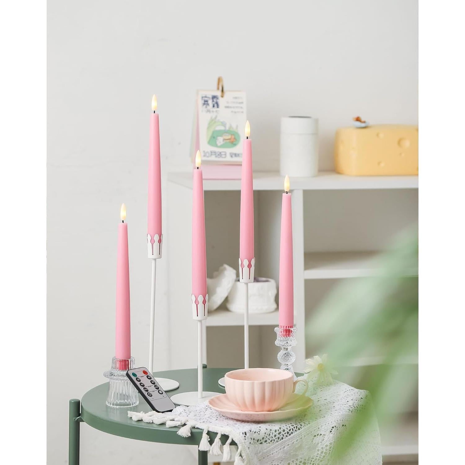 Velas LED Taper Rosa Stmarry con Control Remoto y Temporizador