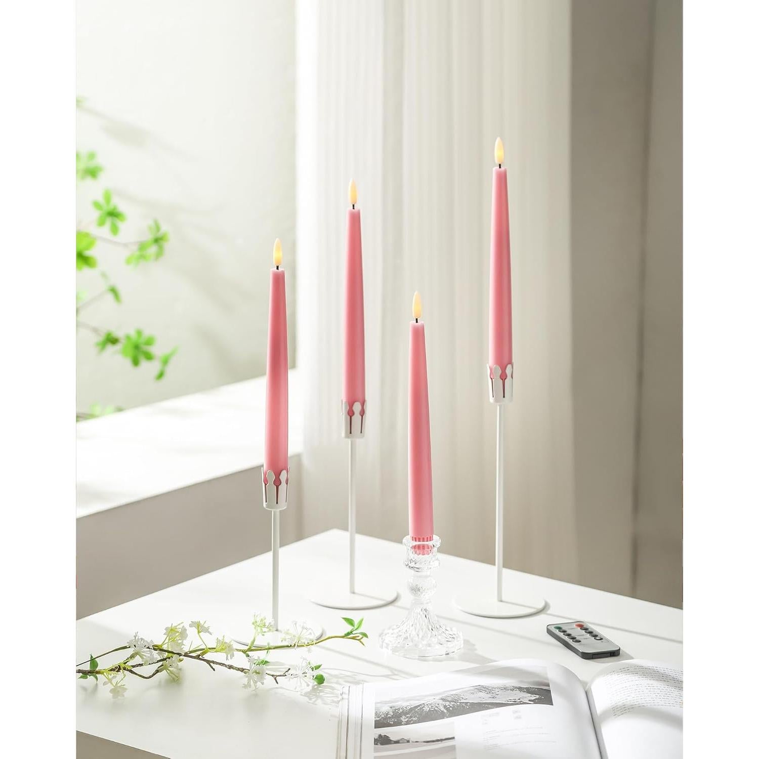 Velas LED Taper Rosa Stmarry con Control Remoto y Temporizador