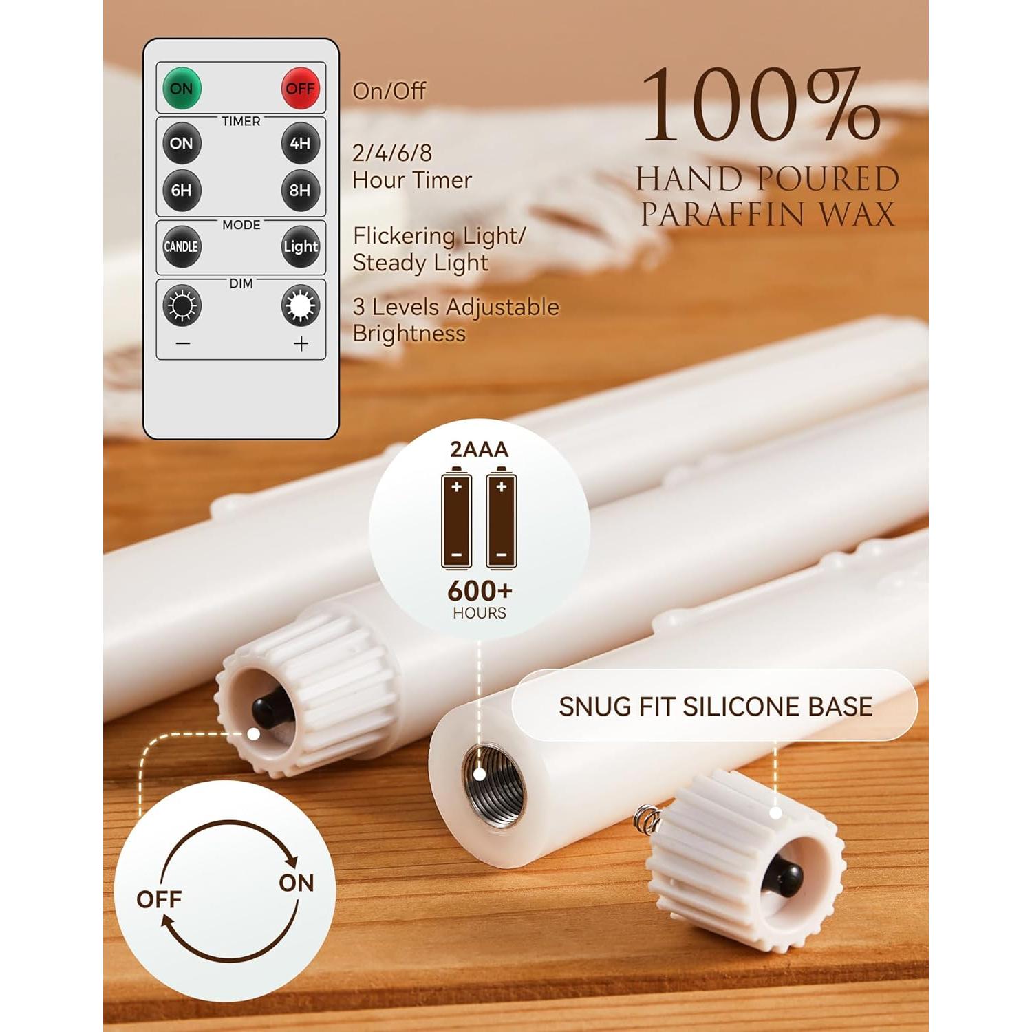 Velas LED Sin Llama Stmarry 24.5 cm con Control Remoto - 3 Paquete