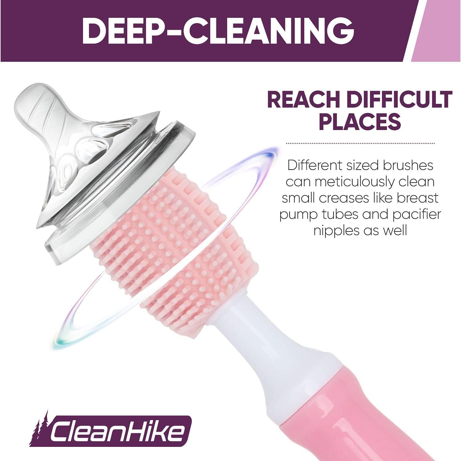 Set de Botellas de Bebé Rosa CleanHike + 30 Tabletas Limpiadoras