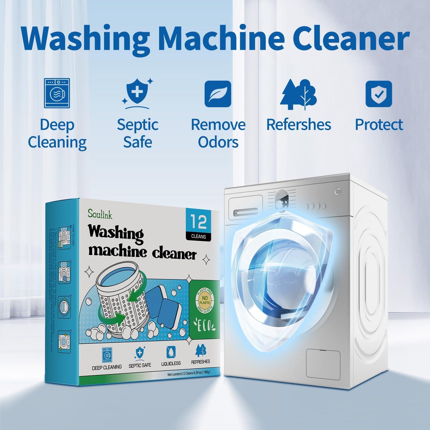 Limpiador de Lavadora Soulink - 12 Tabletas Eliminadoras de Olores