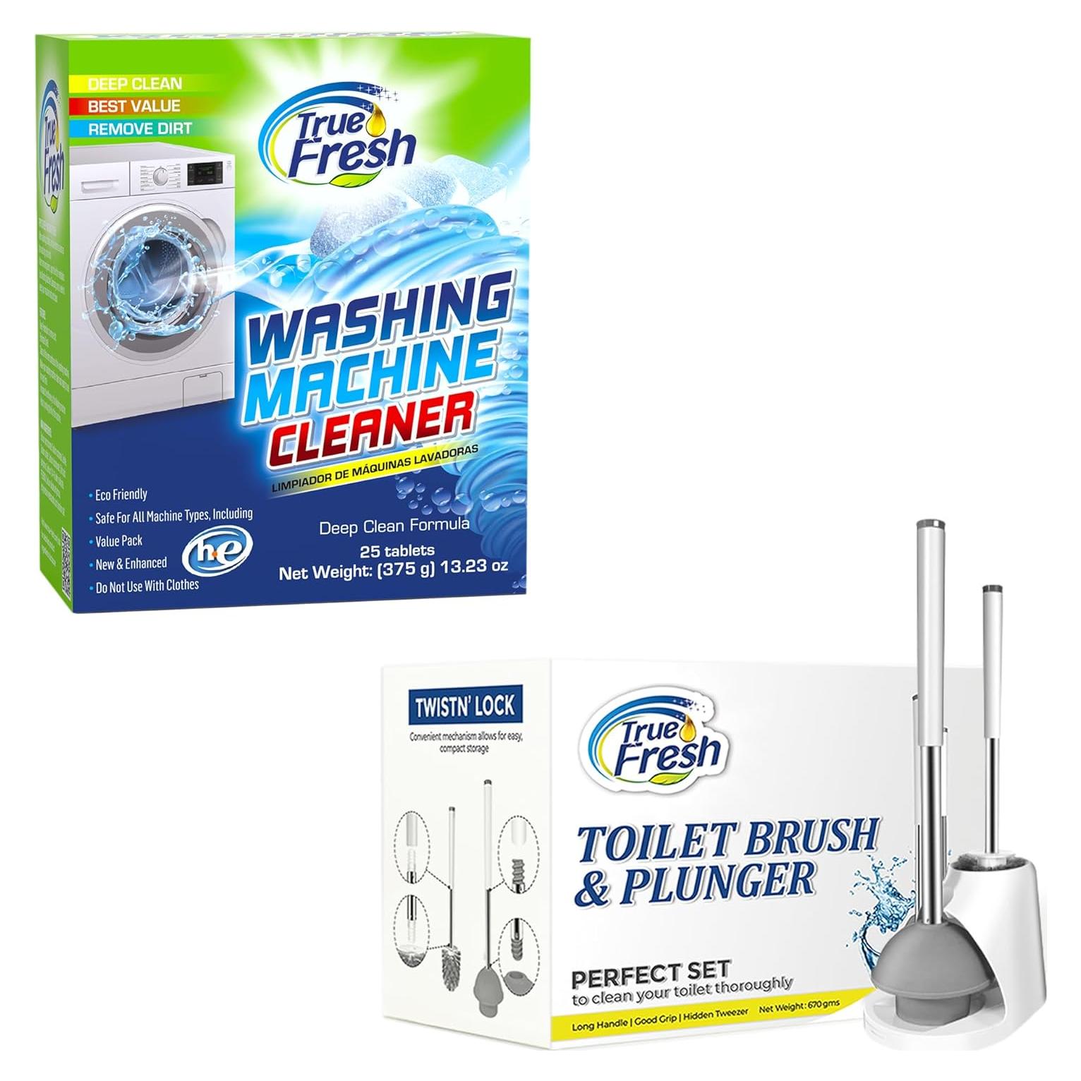 Combo de Limpieza True Fresh: 25 Tabletas Lavadora + Cepillo 2 en 1