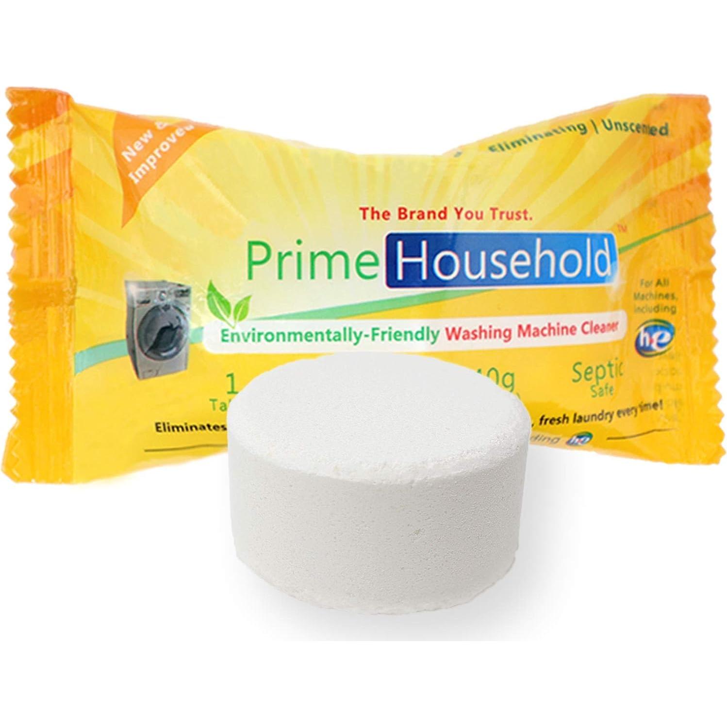 Limpiador de Lavadora Ecológico PrimeHousehold 8 Tabletas XL
