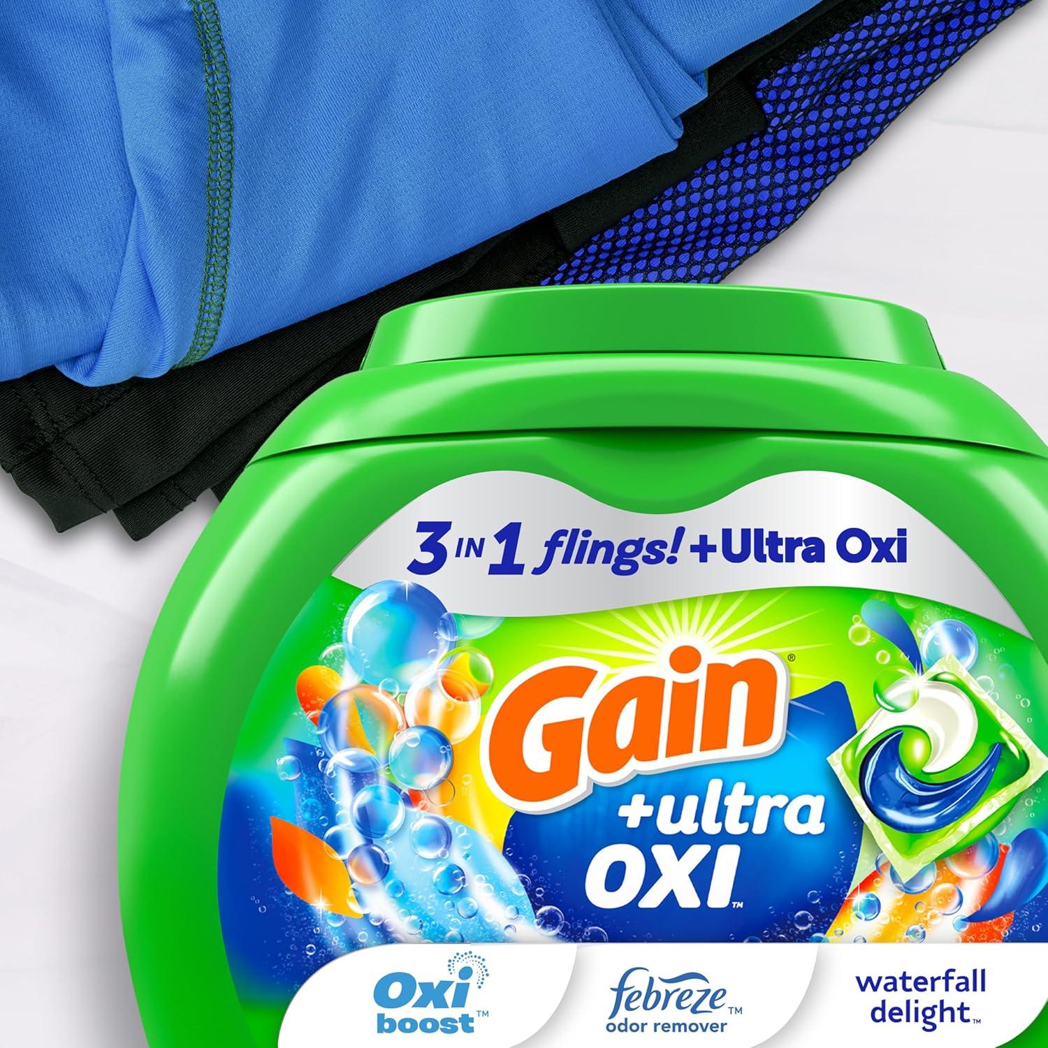 Detergente para Ropa Gain Flings Ultra OXI 76 Unidades Aroma Deleite de Cascada
