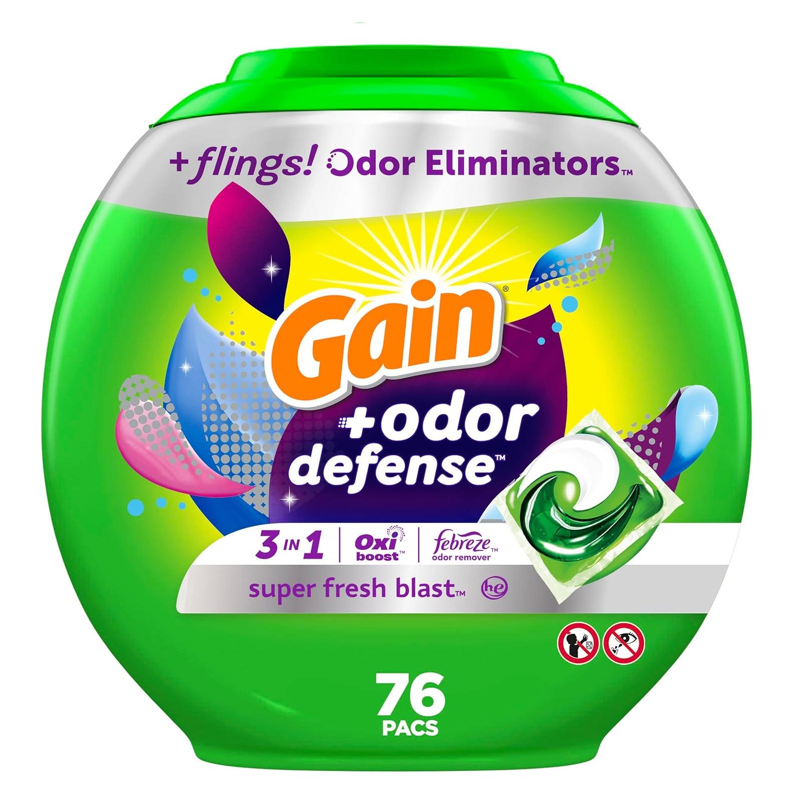 Gain Flings Detergente para Ropa 76 Pacs Super Fresco