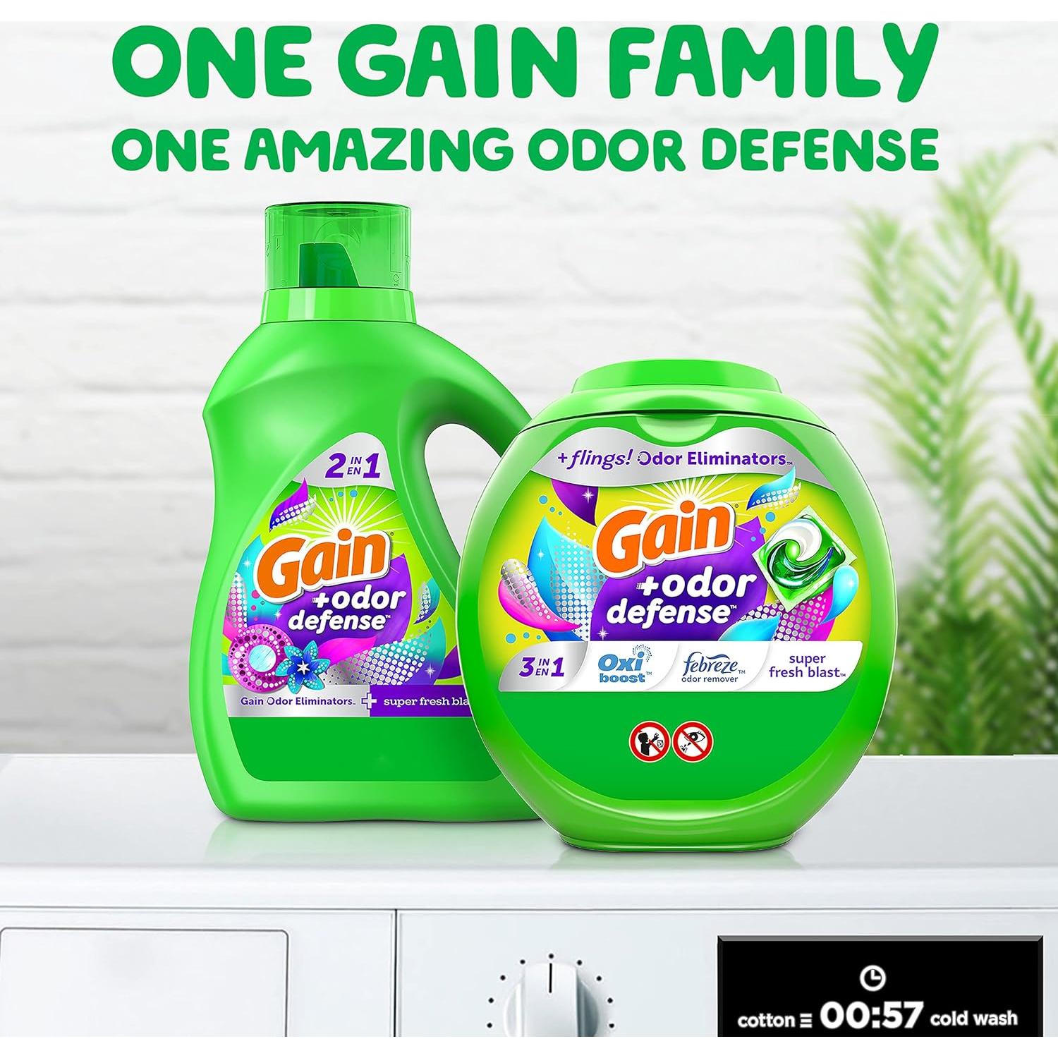 Gain Flings Detergente para Ropa 76 Pacs Super Fresco