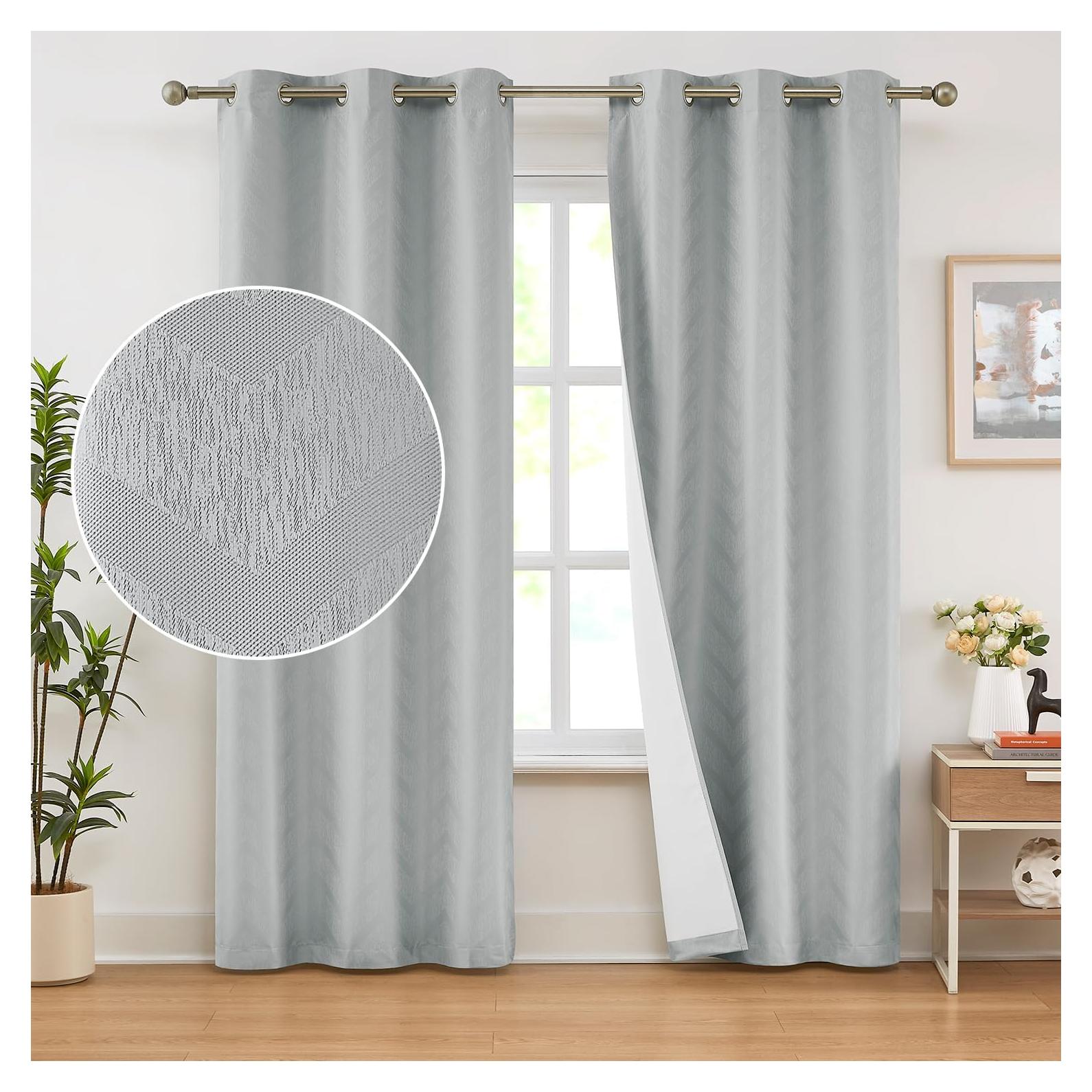 Cortinas Blackout Treatmentex Chevron Gris 2 Paneles 101,6x213,4cm