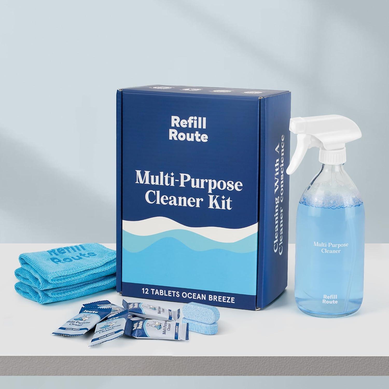 Kit de Limpiador Multiusos Refill Route - 12 Tabletas y Botella de Vidrio