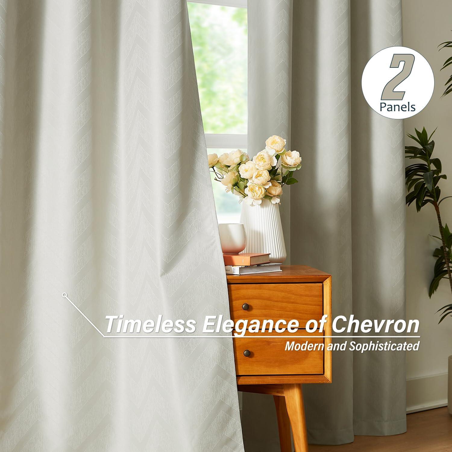 Cortinas Opacas Treatmentex Chevron Marfil 2 Paneles 100% Aislantes