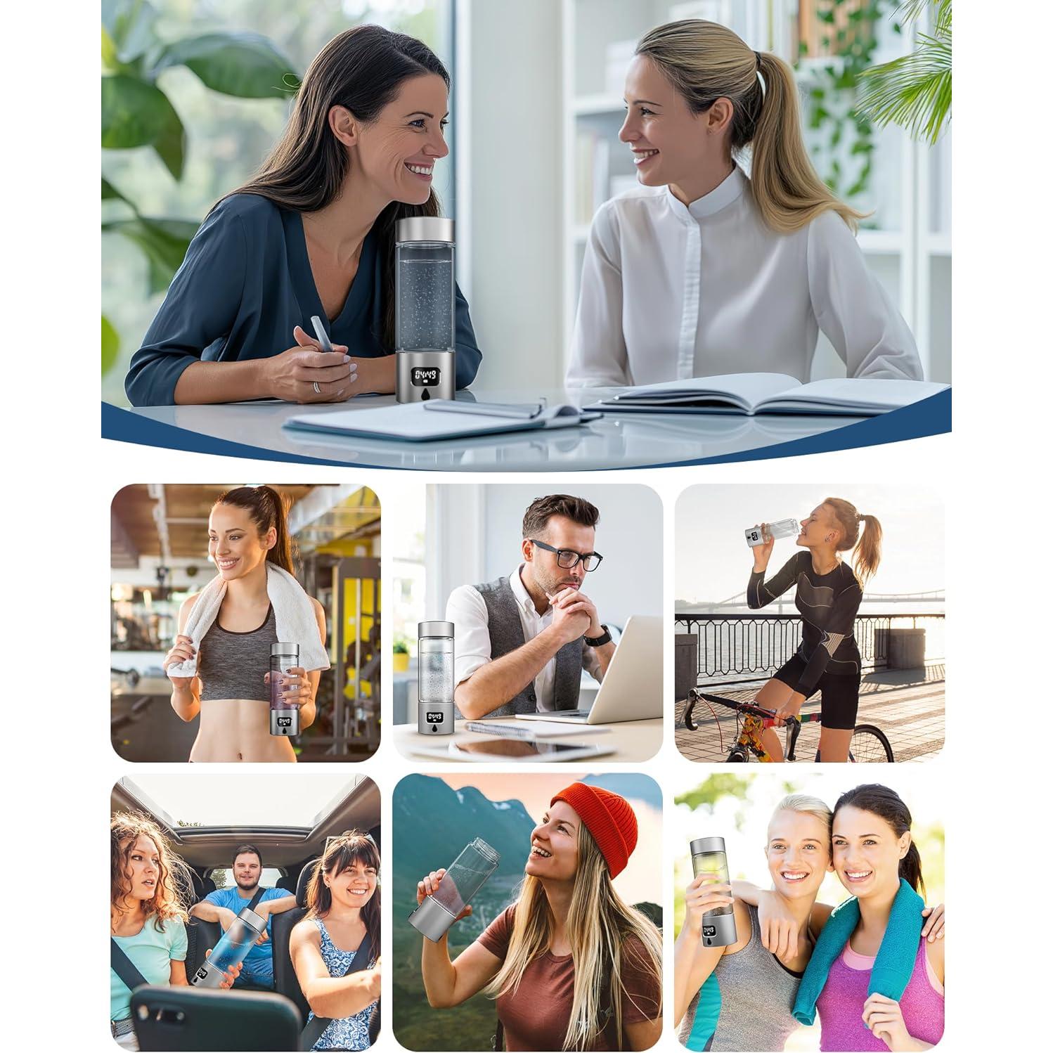 Botella de Agua de Hidrógeno Asgool 340ml Portátil LED