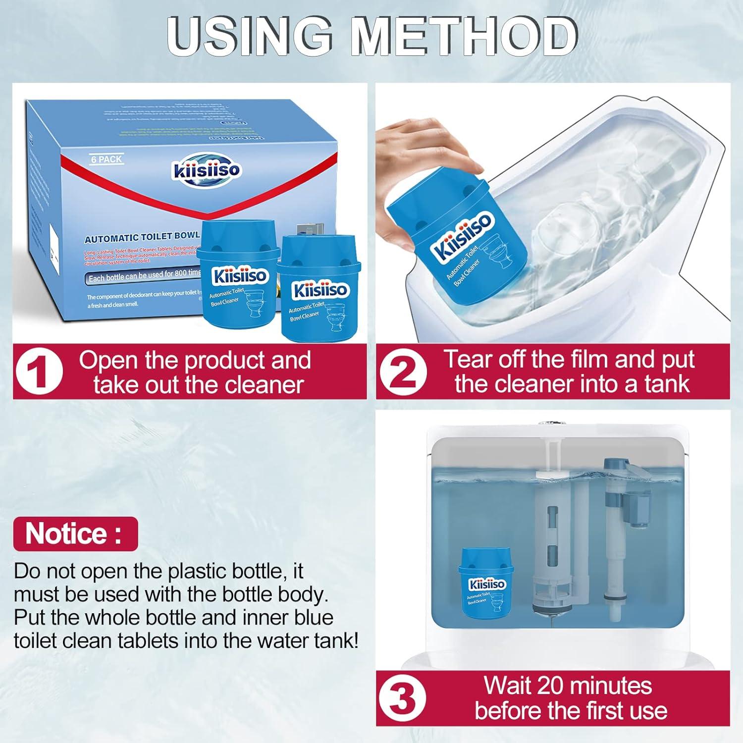 Limpiador de Inodoro KIISIISO - 9 Botellas, 1.8 L, Efecto Azul