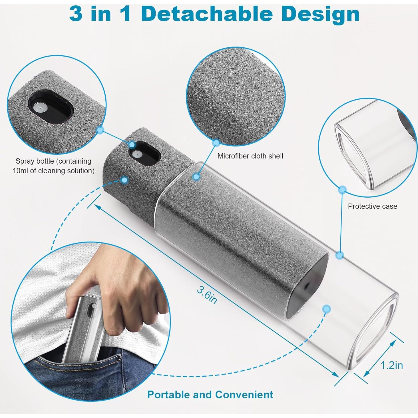 Limpiador de Pantalla 3 en 1 T90024 con Spray y Paño Microfibra