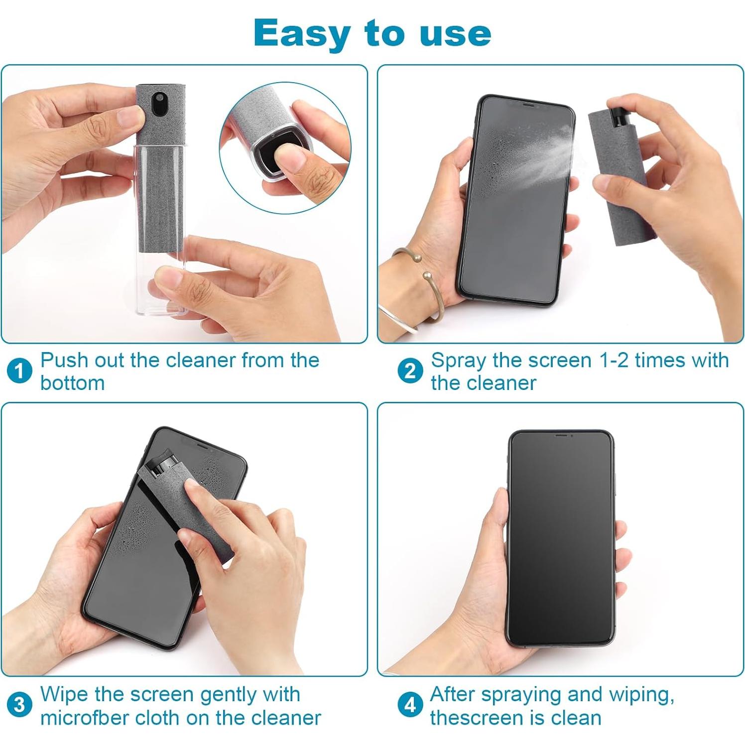 Limpiador de Pantalla 3 en 1 T90024 con Spray y Paño Microfibra