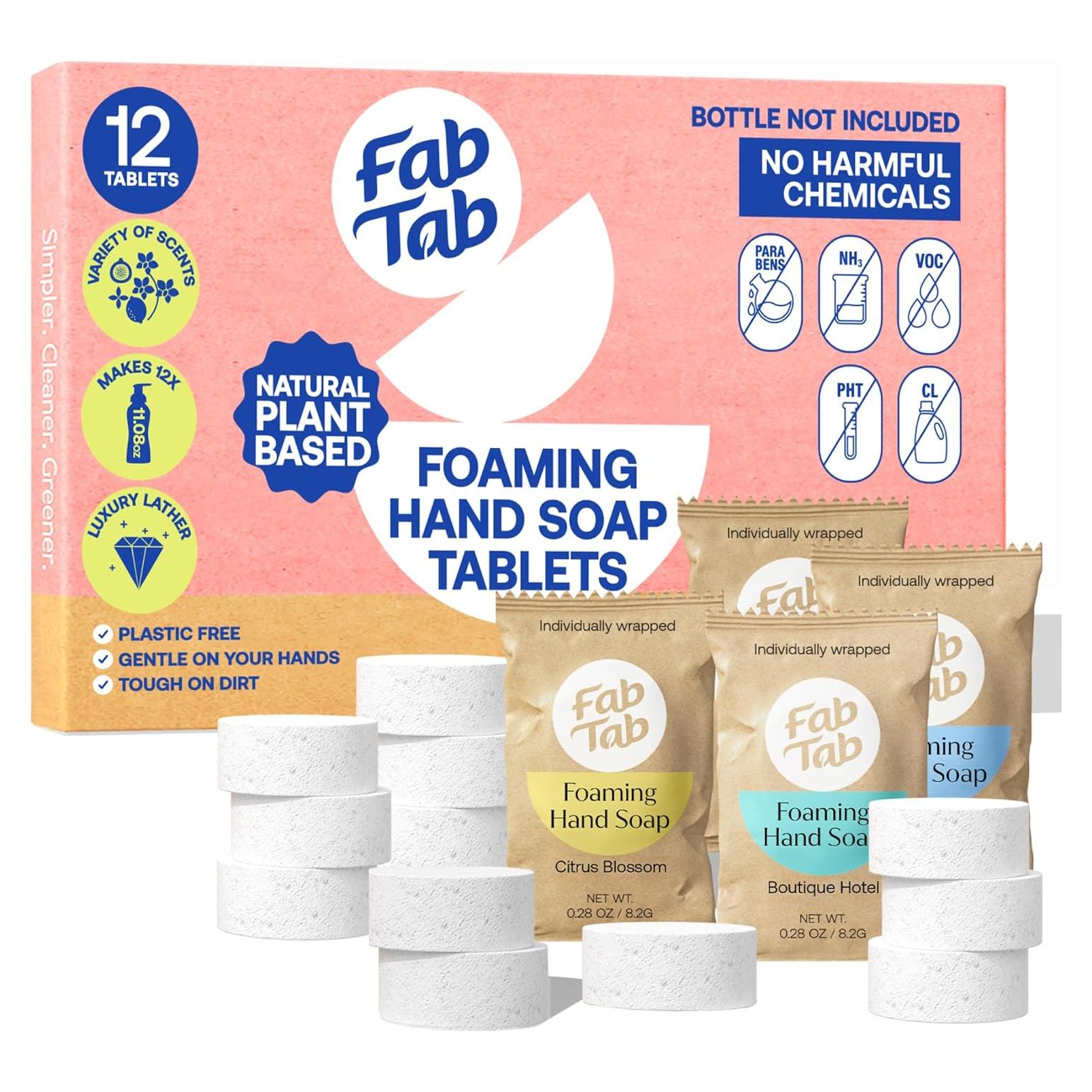 Tabletas de Jabón de Manos Espumoso FabTab - 12 Recargas