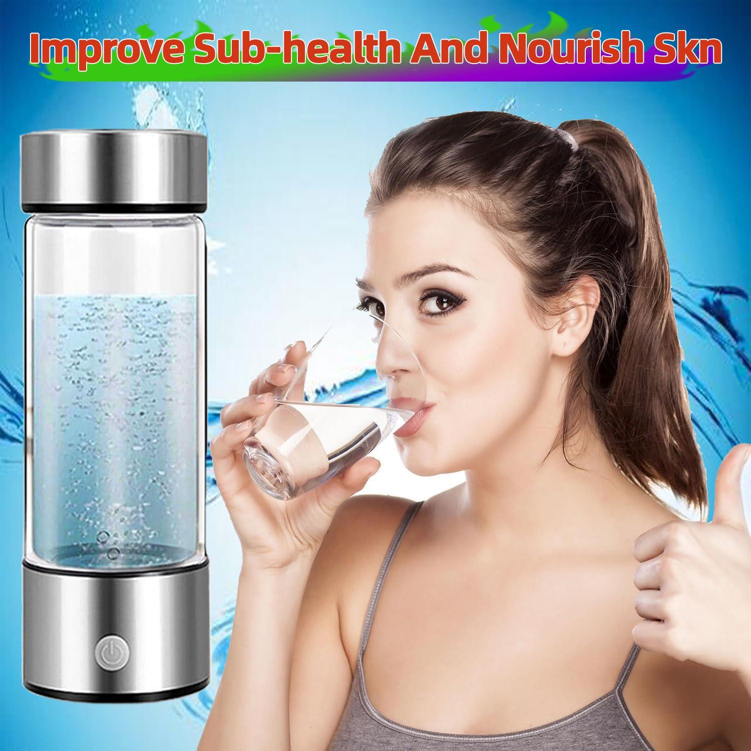 Hydrogen Water Bottle Generator Machine Updated, Portable Hydrogen Water Ionizer Machine Rechargeable, Hydrogen Rich Water Glass Health Cup 420ml Gift for Friends/Women/Men/Mom/Father/Grandpa/Grandma