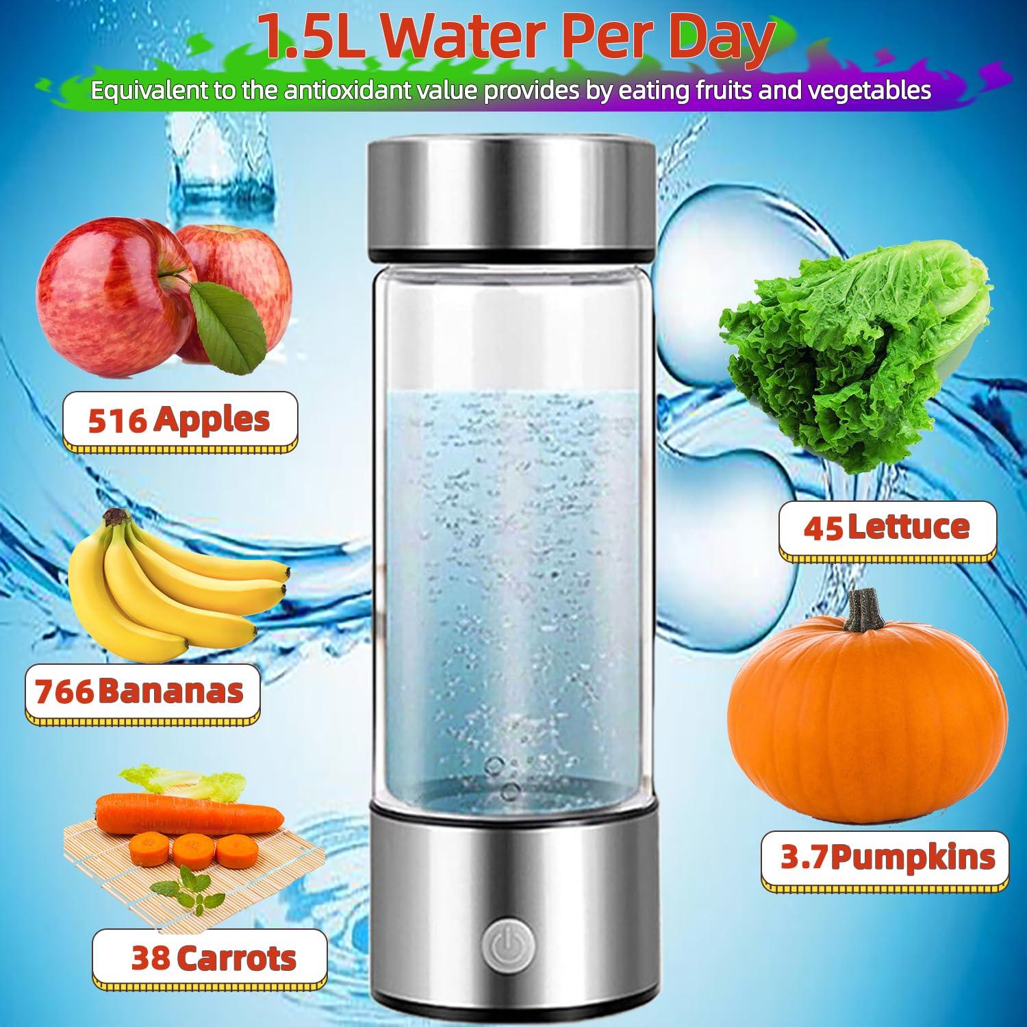 Hydrogen Water Bottle Generator Machine Updated, Portable Hydrogen Water Ionizer Machine Rechargeable, Hydrogen Rich Water Glass Health Cup 420ml Gift for Friends/Women/Men/Mom/Father/Grandpa/Grandma