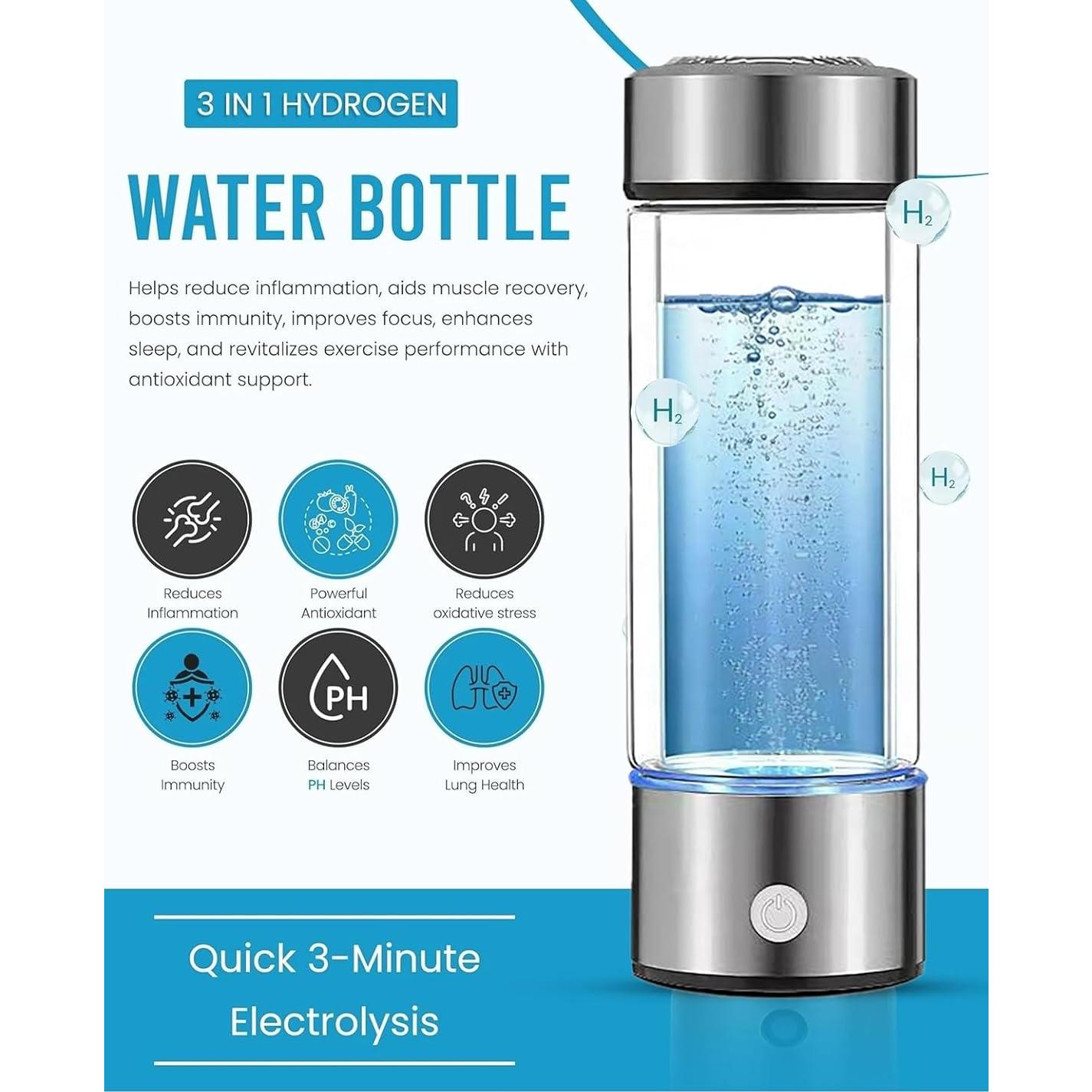 Hydrogen Water Bottle Generator Machine Updated, Portable Hydrogen Water Ionizer Machine Rechargeable, Hydrogen Rich Water Glass Health Cup 420ml Gift for Friends/Women/Men/Mom/Father/Grandpa/Grandma