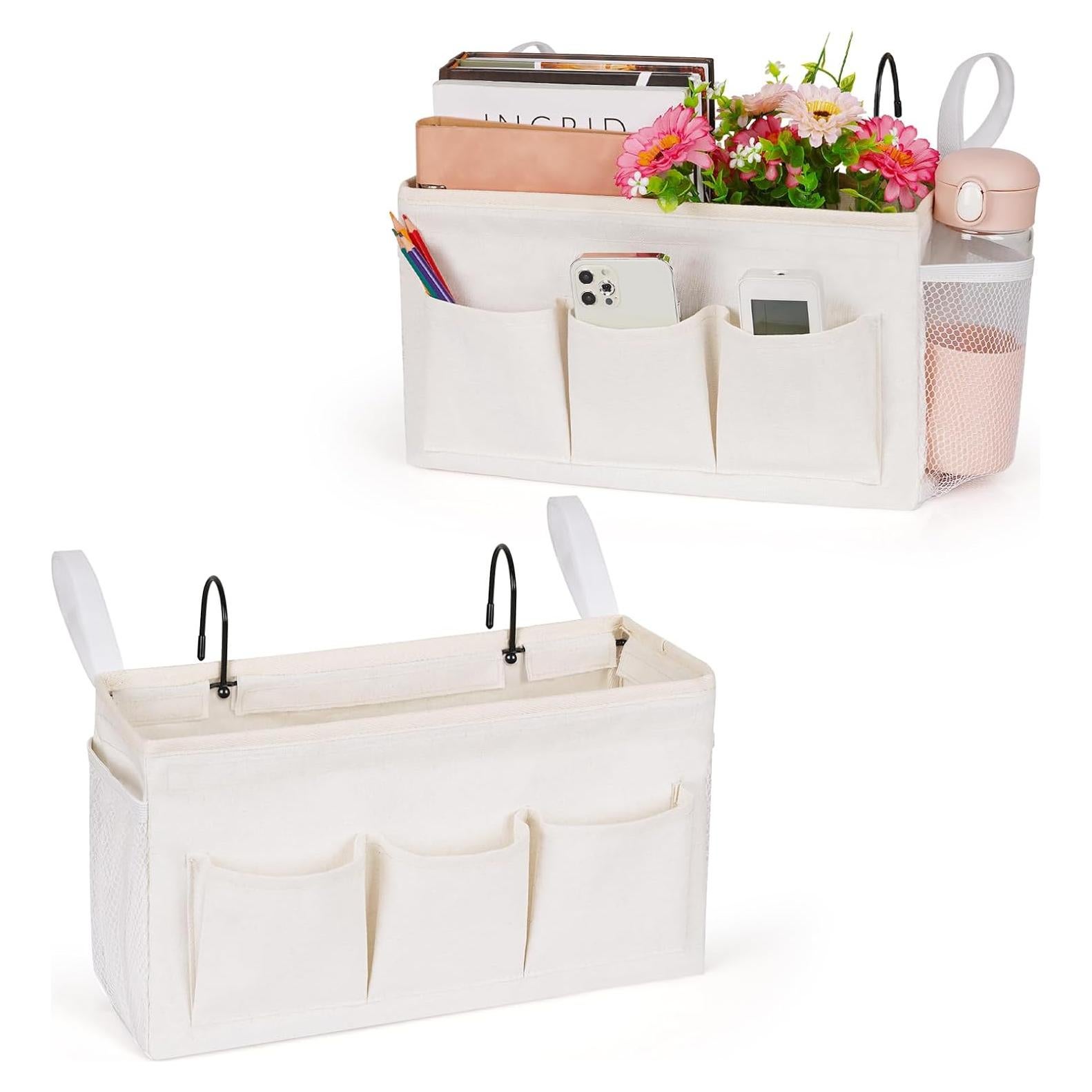 Caddy Organizador de Cama Lilithye 2 Piezas Blanco con Soporte