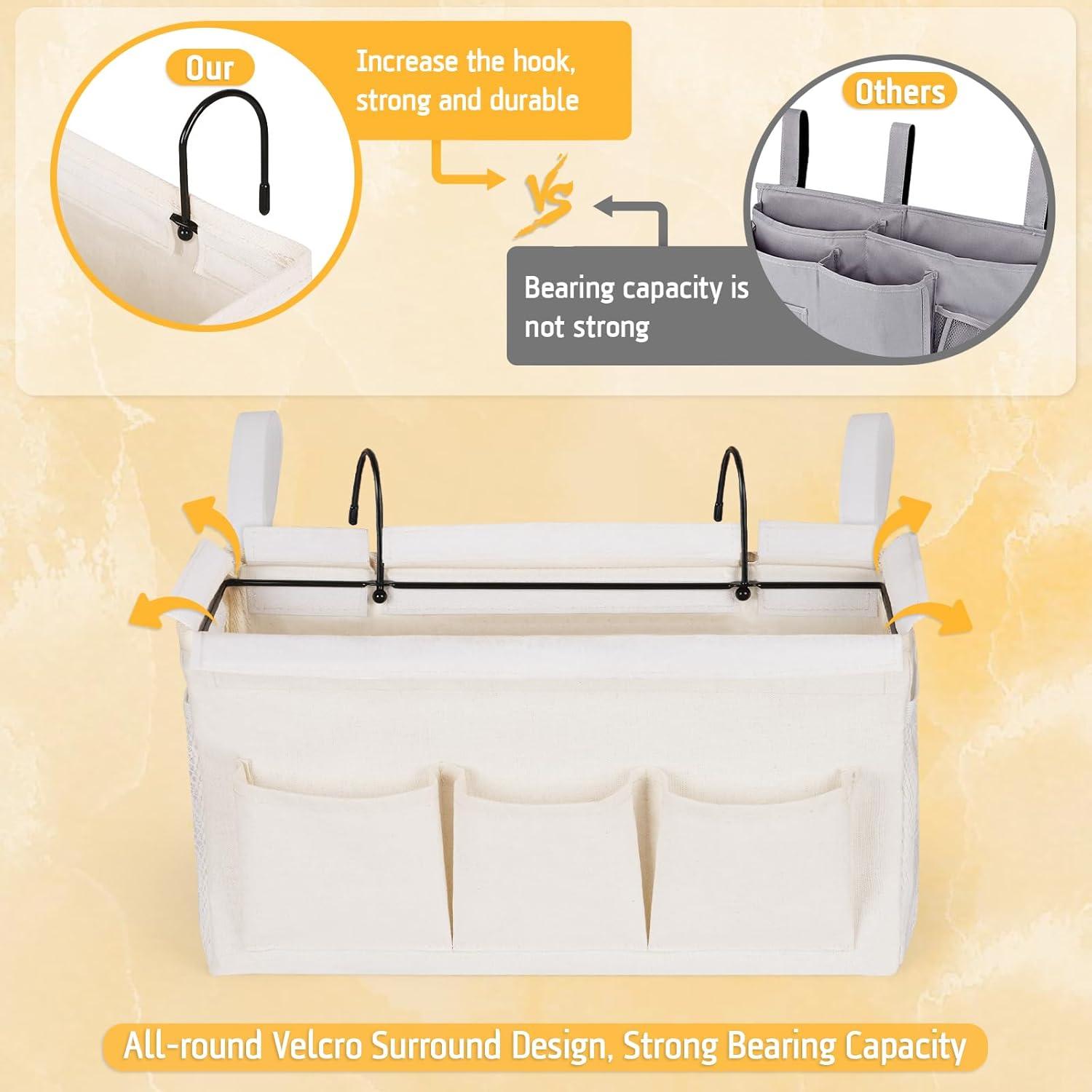 Caddy Organizador de Cama Lilithye 2 Piezas Blanco con Soporte