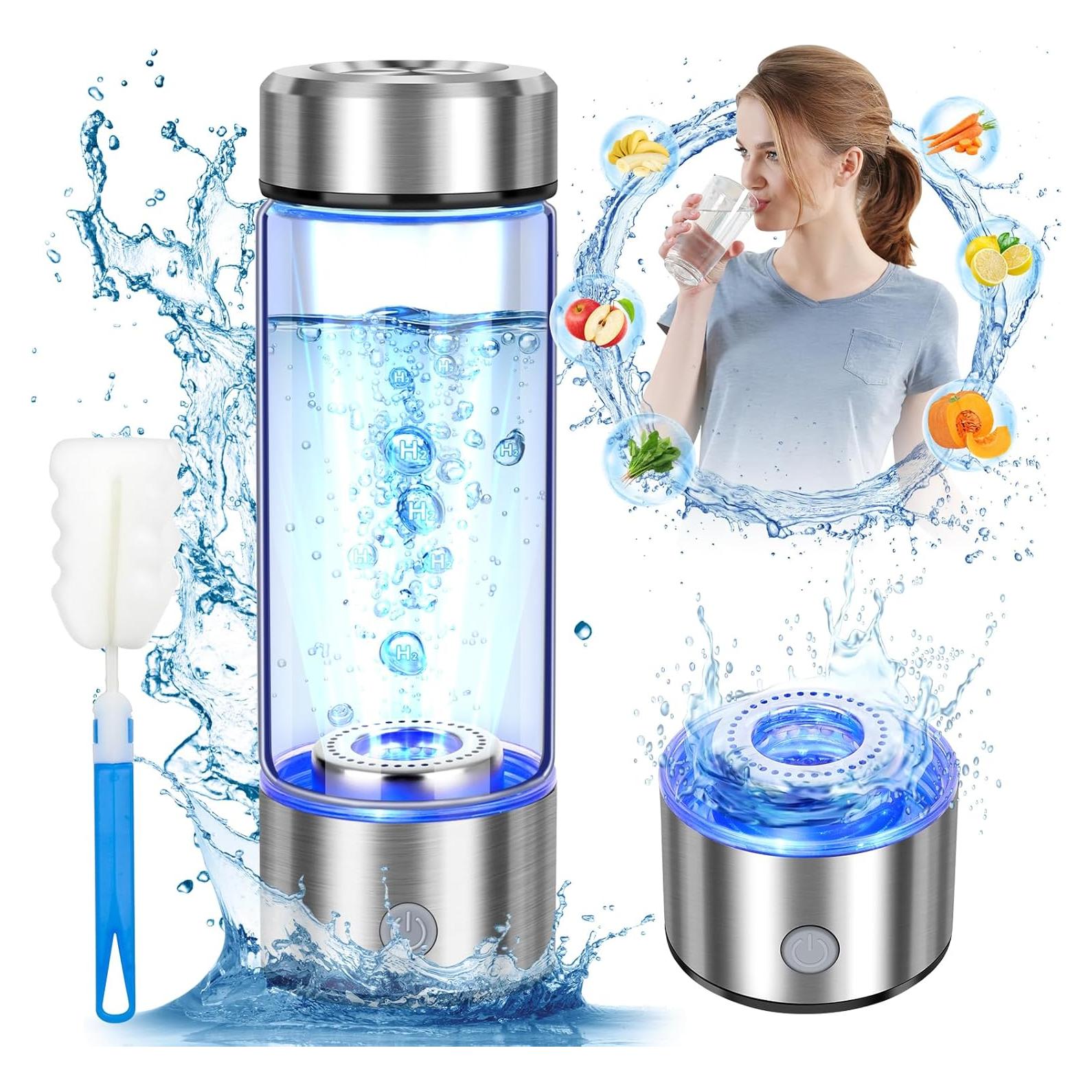 Botella de Agua Hidrógeno WIYYH 420ml Plata - Ionizador Portátil