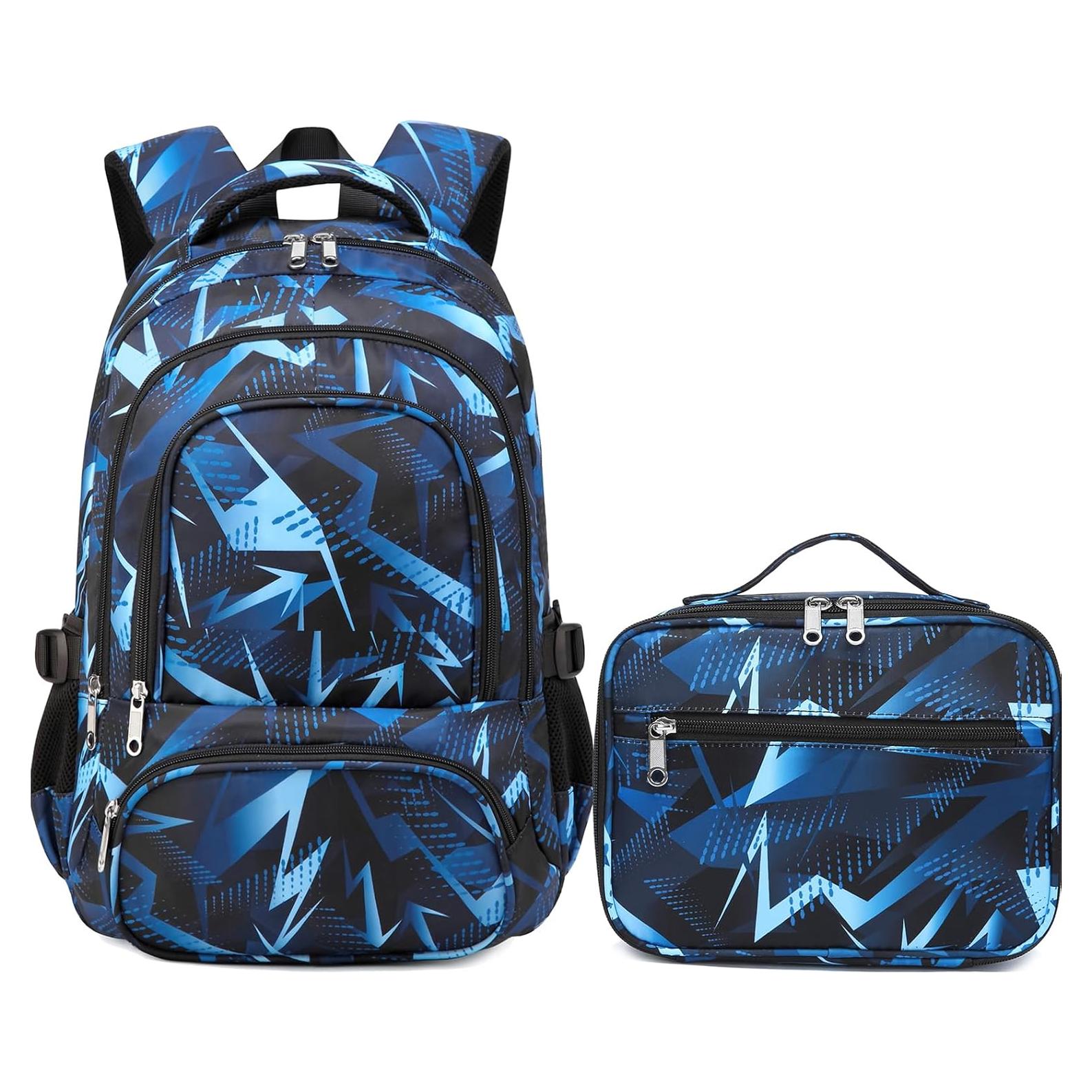 Mochila Escolar BLUEFAIRY con Lonchera Aislada Azul Egeo