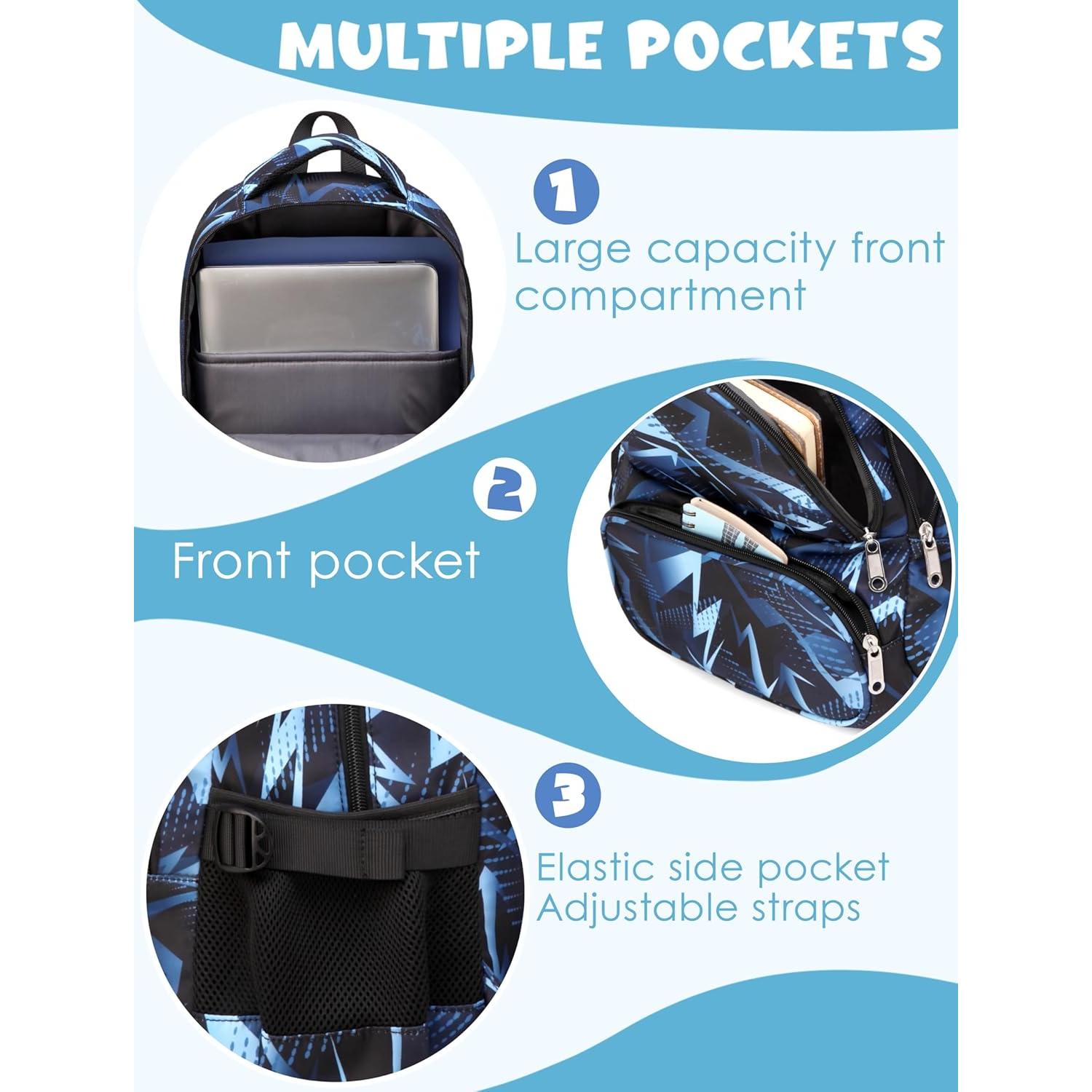 Mochila Escolar BLUEFAIRY con Lonchera Aislada Azul Egeo