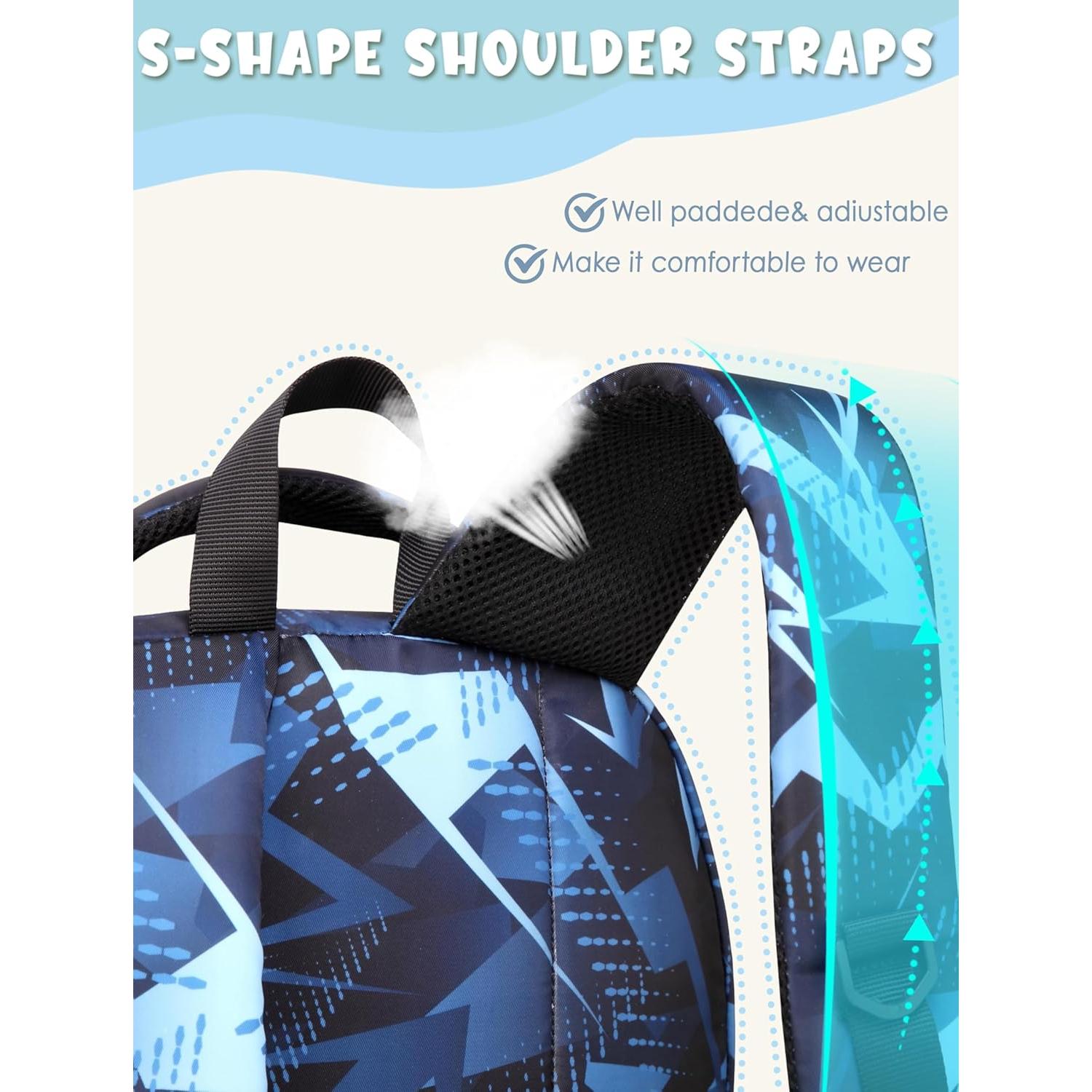 Mochila Escolar BLUEFAIRY con Lonchera Aislada Azul Egeo