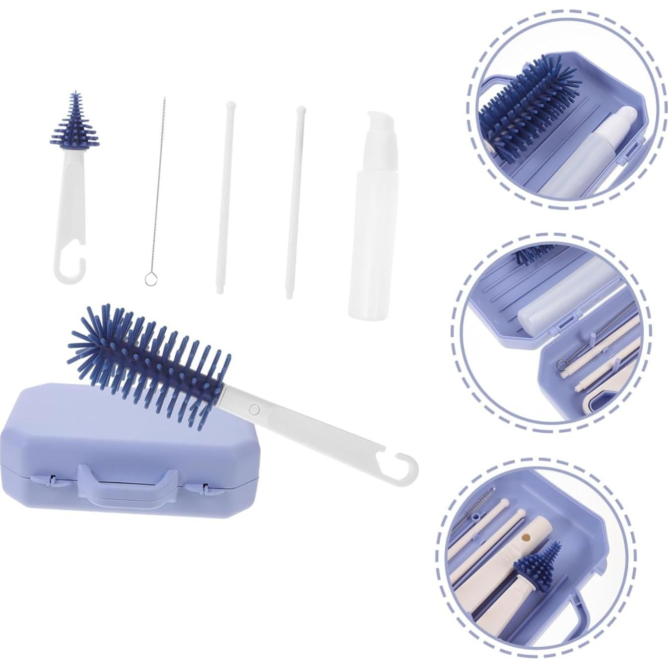 Set de Cepillos de Limpieza de Botellas SECFOU con Soporte