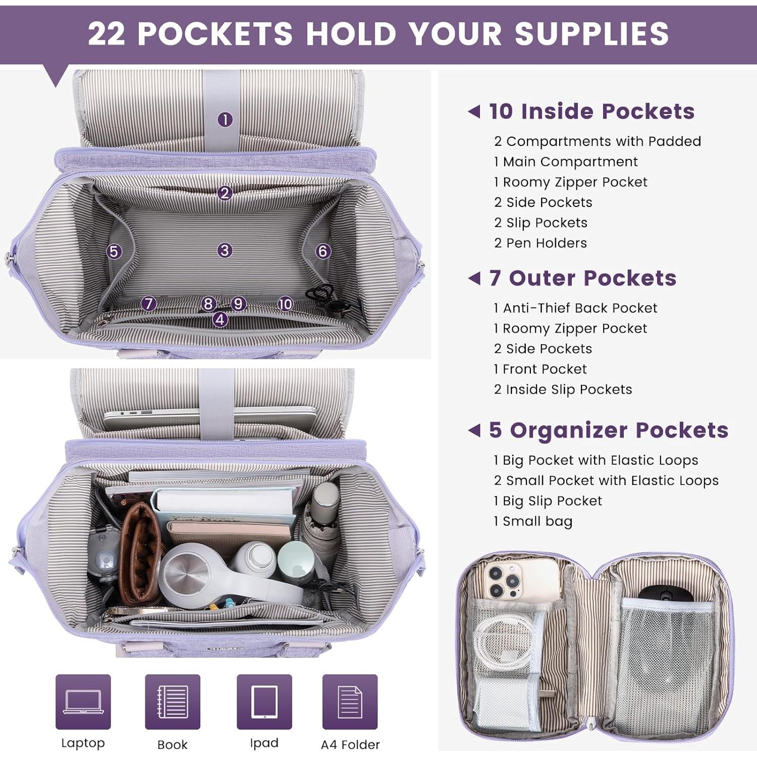 Mochila LoveVook para Laptop 17.3" Púrpura Resistente al Agua