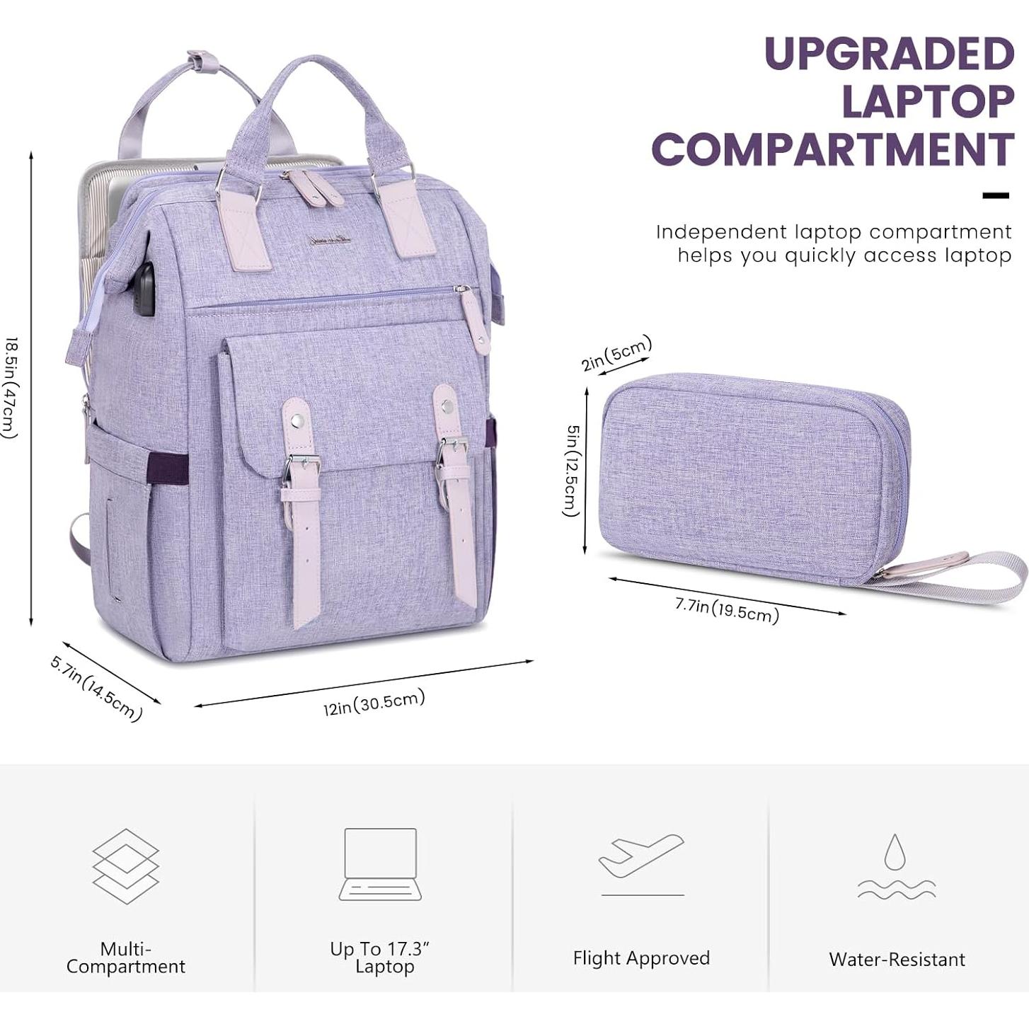 Mochila LoveVook para Laptop 17.3" Púrpura Resistente al Agua