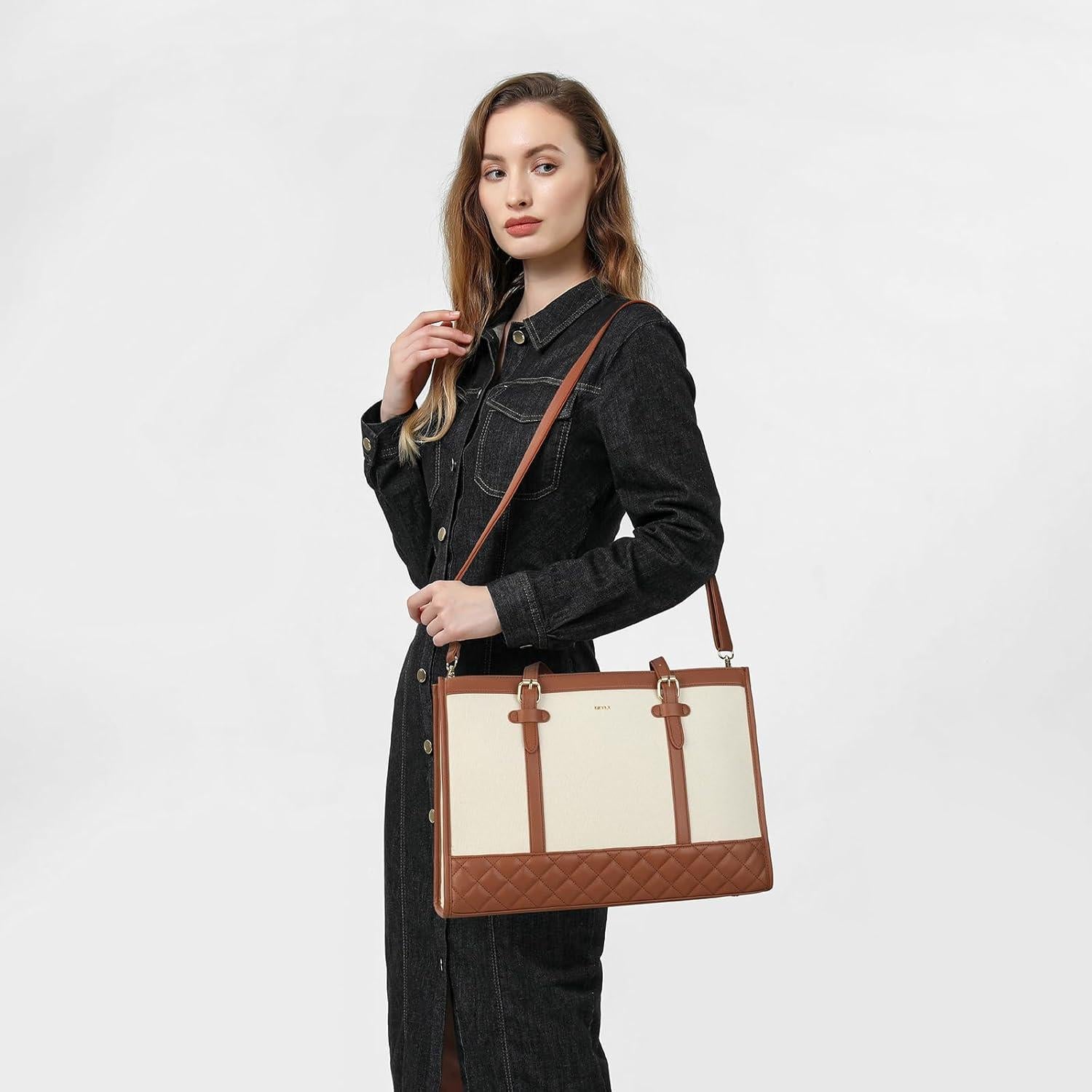 Bolsa para Laptop KEYLI 15.6" Lona Mujeres Marrón Caqui