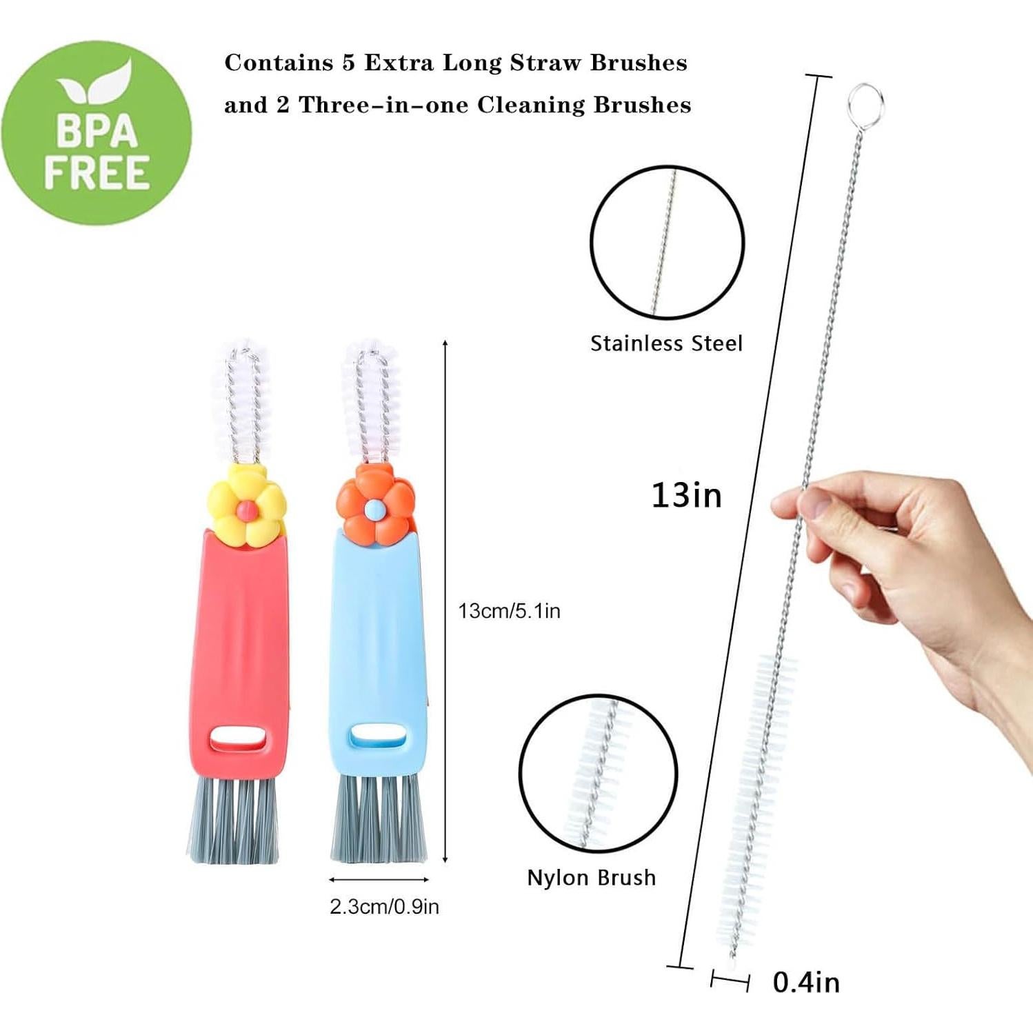 Set de Cepillos Limpiadores de Pajitas 33 cm DWVEB - 7 Piezas