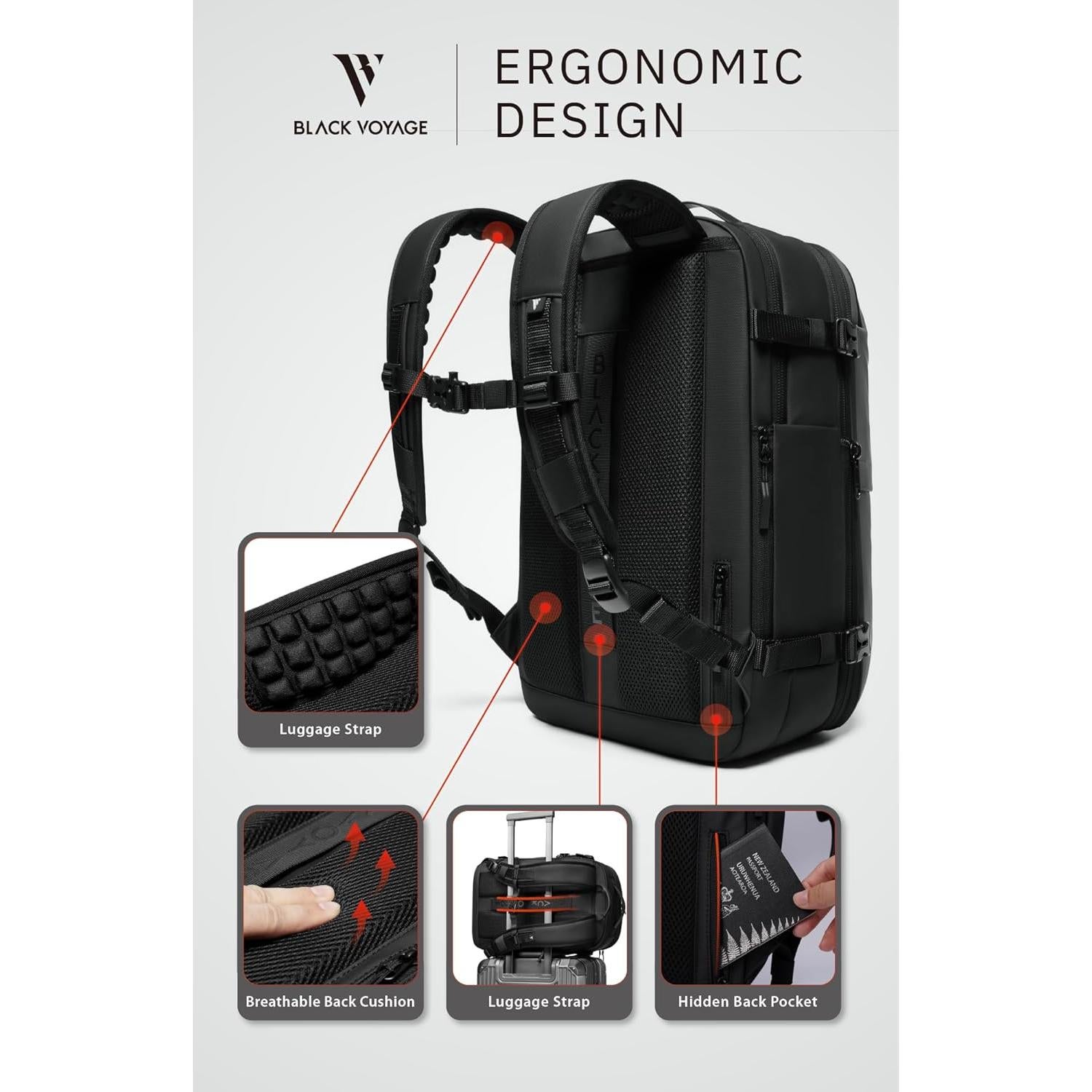 Mochila de Viaje BlackVoyage Vortex 60L con Bomba de Vacío