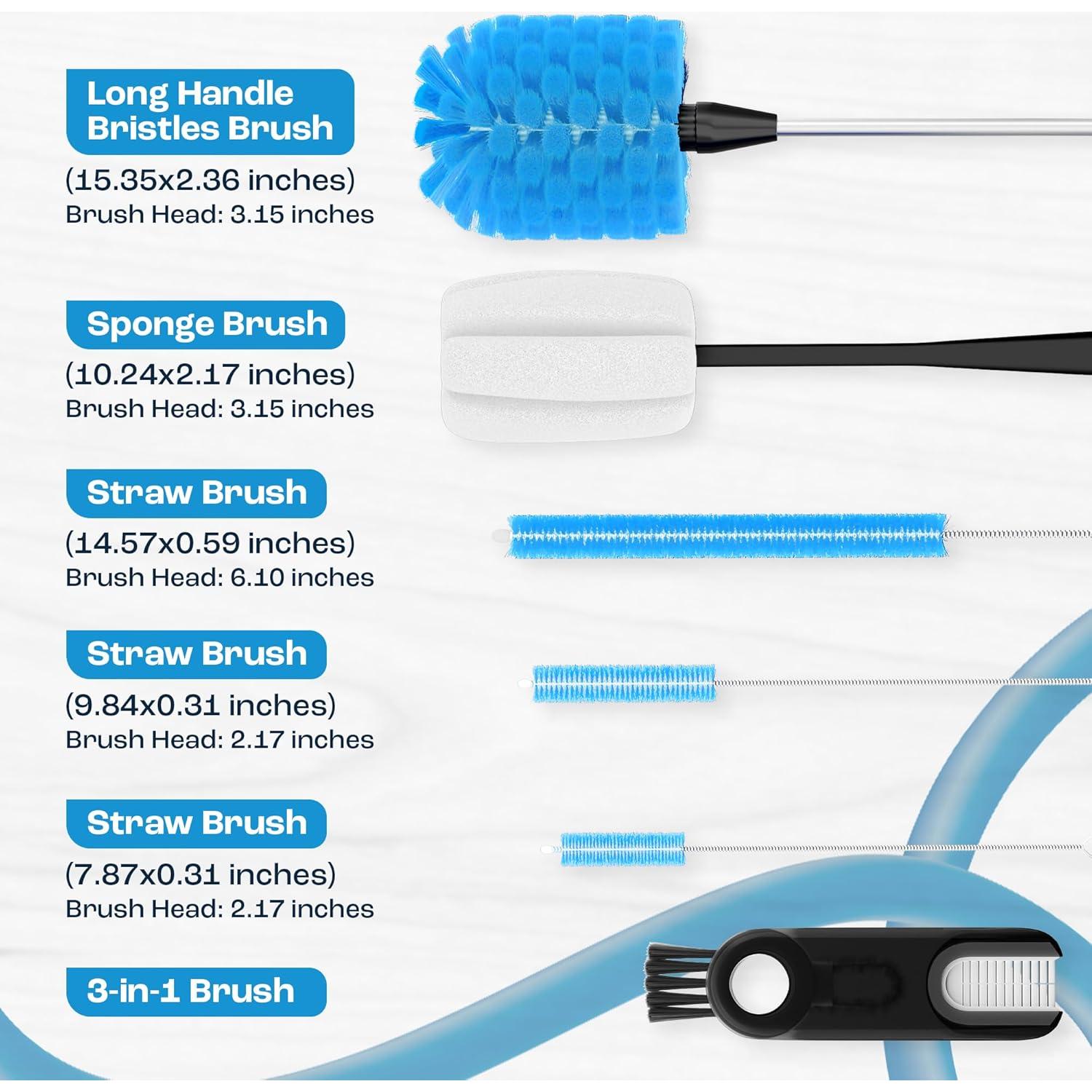 Juego de 6 Cepillos Limpiadores Aquafit para Botellas de Agua