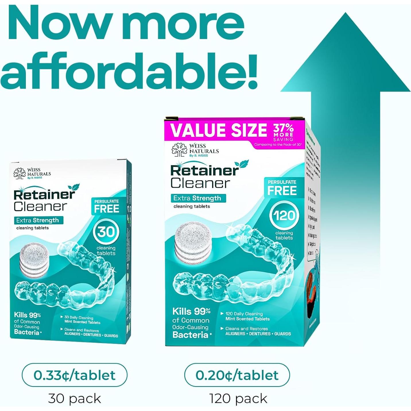 Tabletas Limpiadoras Weiss Naturals para Retenedores 120 Unidades