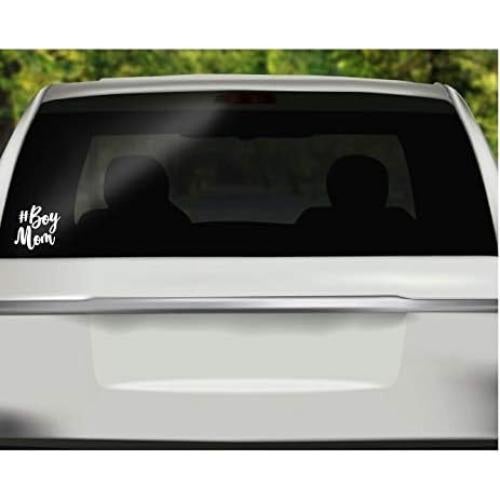 Calcomanía Vinilo #BoyMom Foxtail Decals Blanca 12x11cm