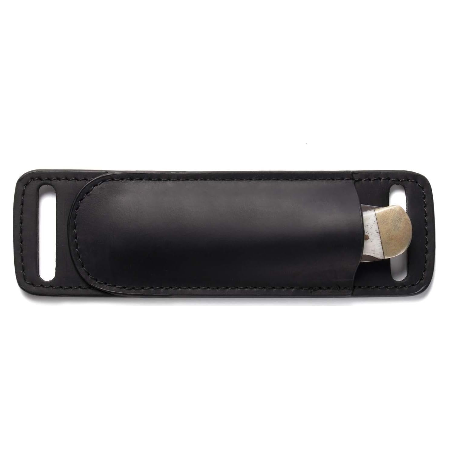 Funda de cuchillo de cuero Gentlestache negra EDC 17cm