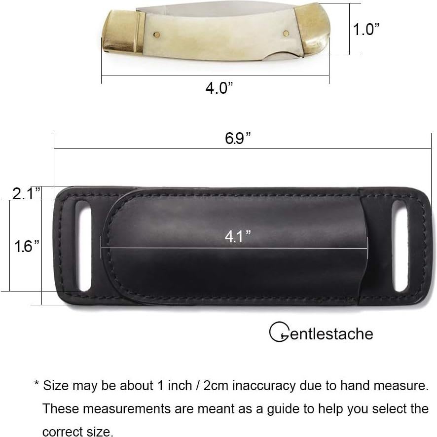 Funda de cuchillo de cuero Gentlestache negra EDC 17cm