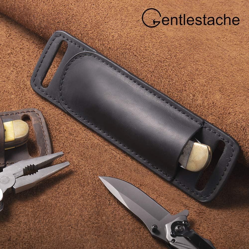 Funda de cuchillo de cuero Gentlestache negra EDC 17cm