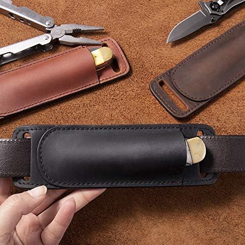 Funda de cuchillo de cuero Gentlestache negra EDC 17cm