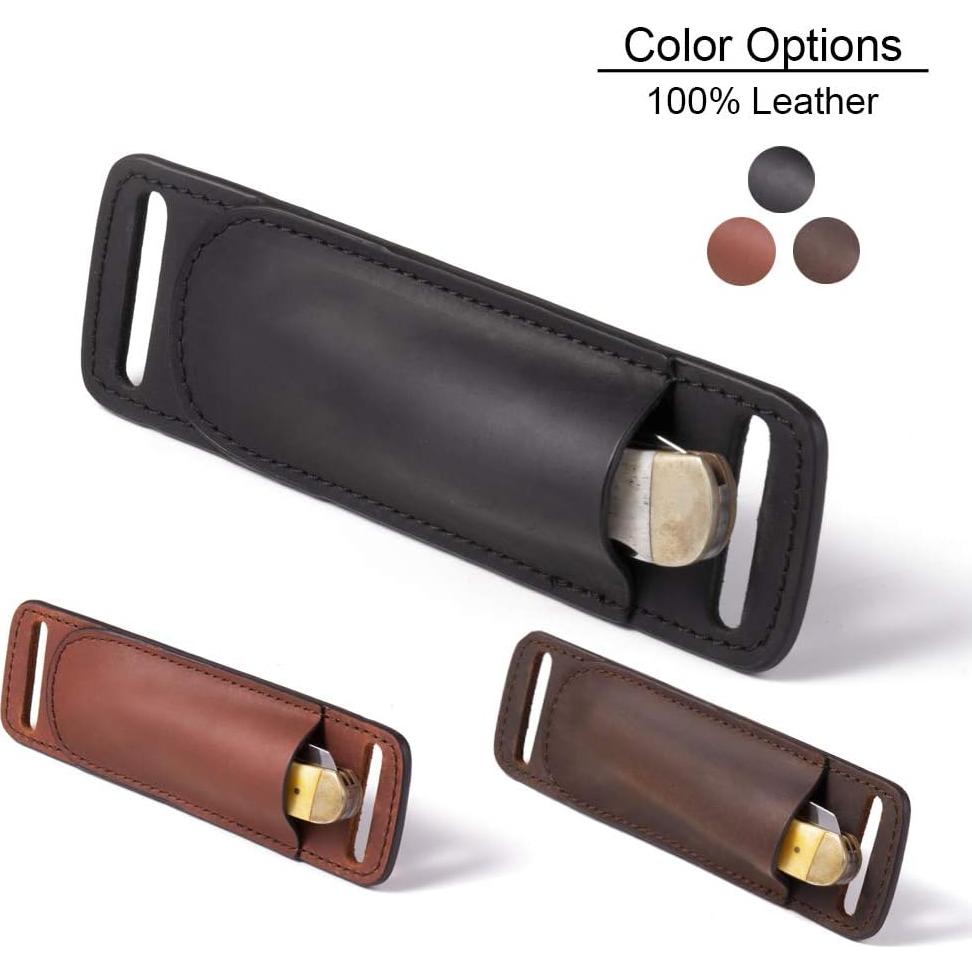 Funda de cuchillo de cuero Gentlestache negra EDC 17cm