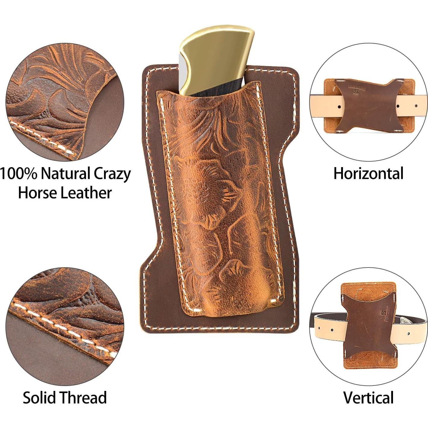 Funda de cuchillo de cuero Biobasedon Brown 02 para cinturón