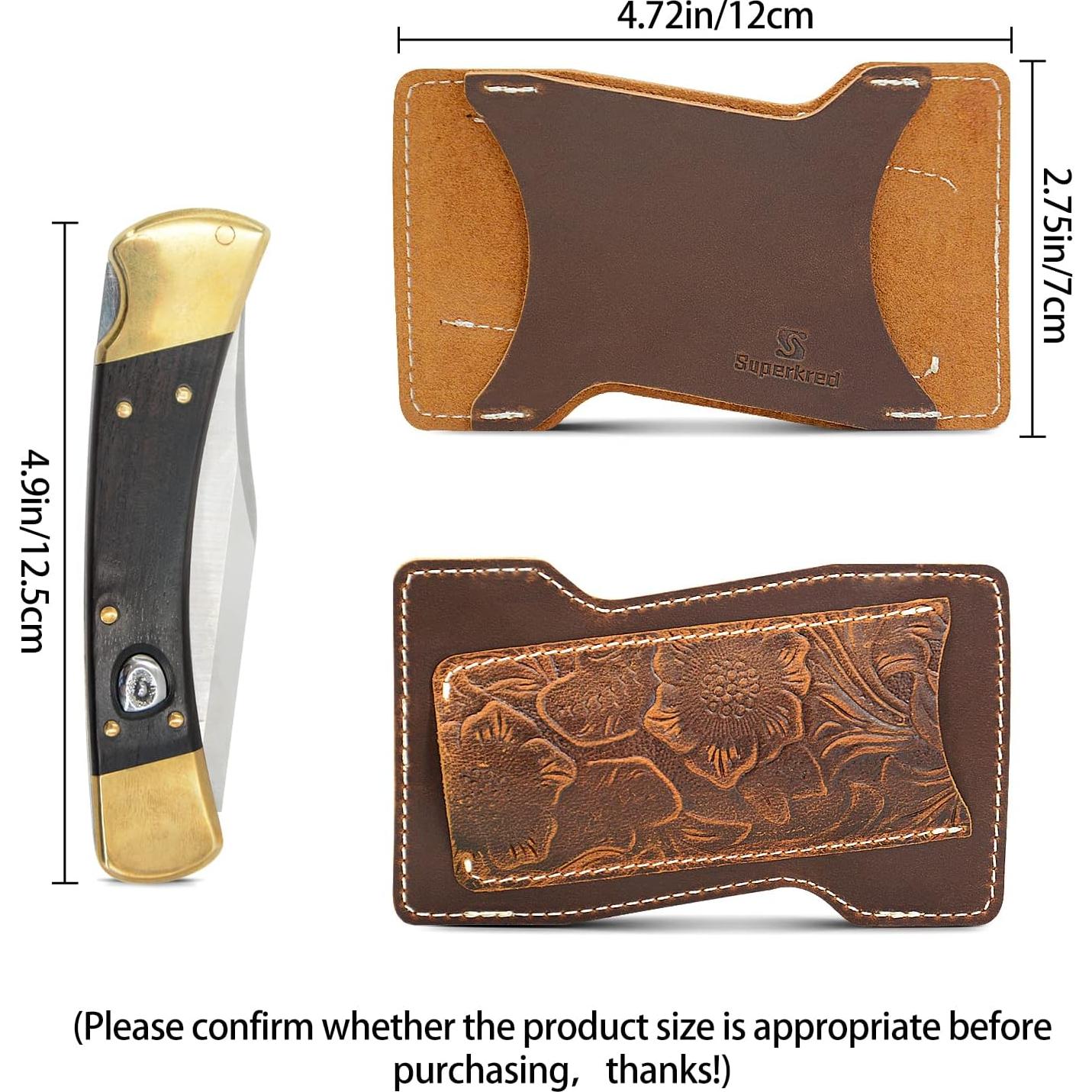 Funda de cuchillo de cuero Biobasedon Brown 02 para cinturón