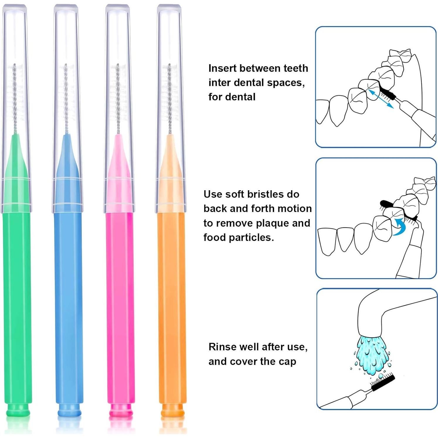 Cepillos Interdentales Patelai 100 Piezas Colores Brillantes