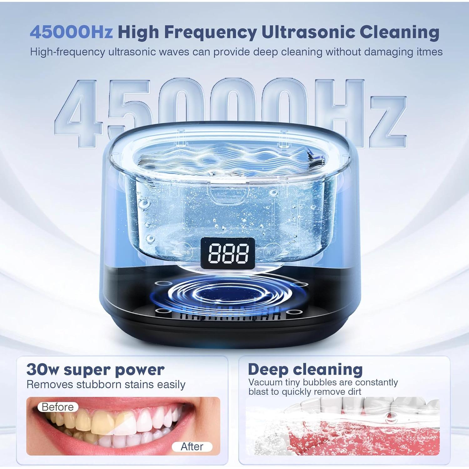 Limpiador Ultrasónico FTCIRA 30W 230ml para Joyería y Dentaduras