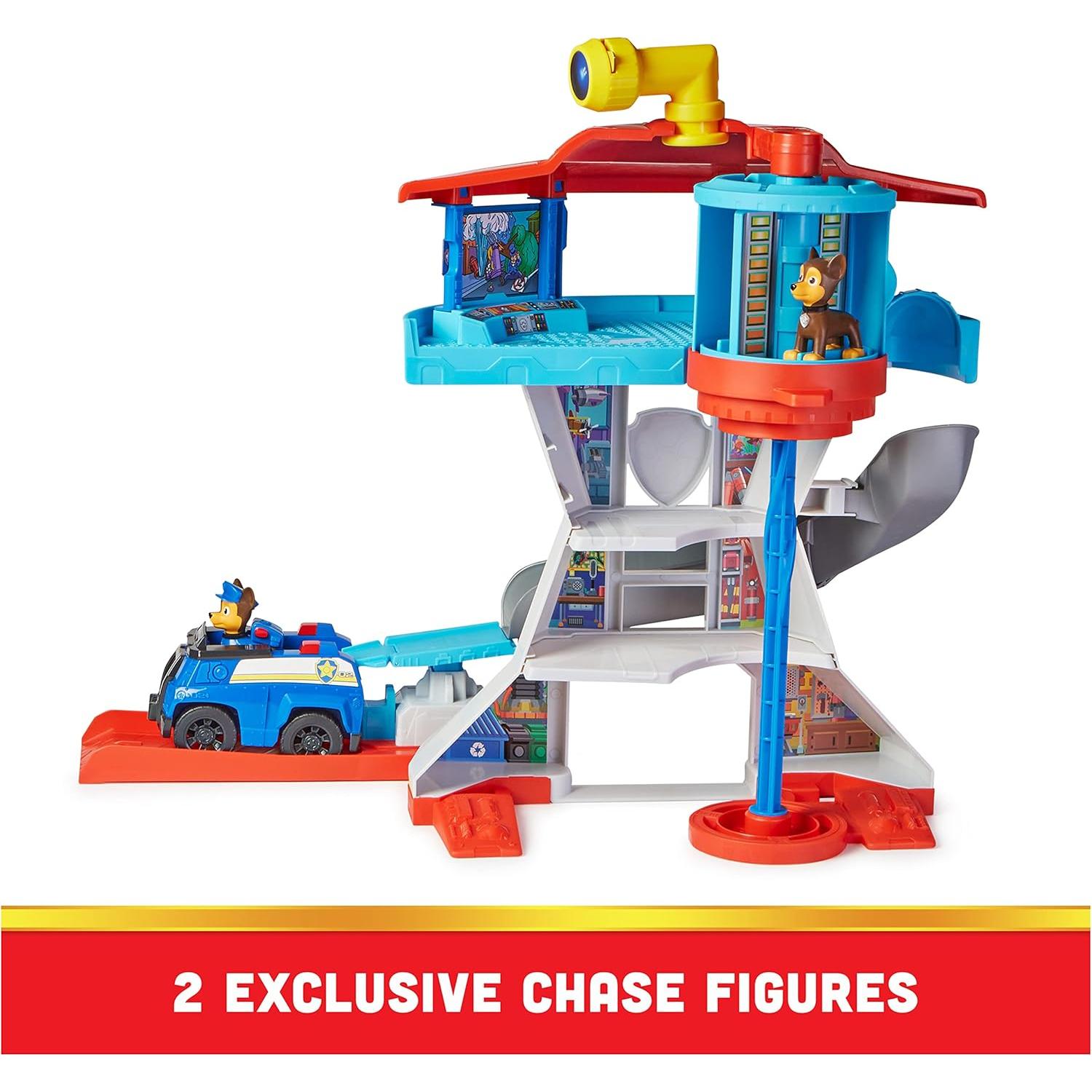 Paw Patrol Lookout Tower Playset with Toy Car Launcher, 2 Chase Action Figures, Chase’s Police Cruiser and Accessories, Kids Toys for Ages 3 and up