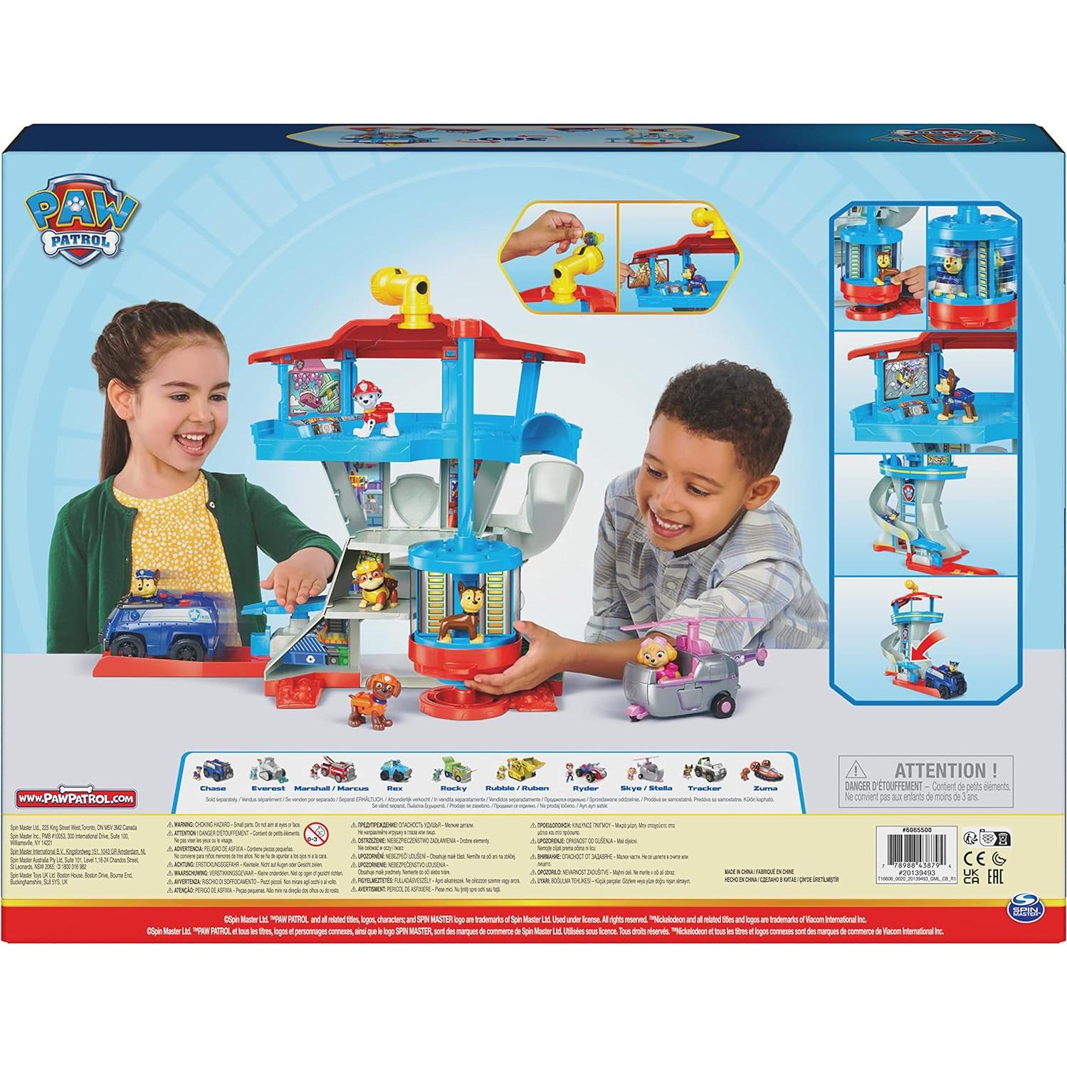Paw Patrol Lookout Tower Playset with Toy Car Launcher, 2 Chase Action Figures, Chase’s Police Cruiser and Accessories, Kids Toys for Ages 3 and up